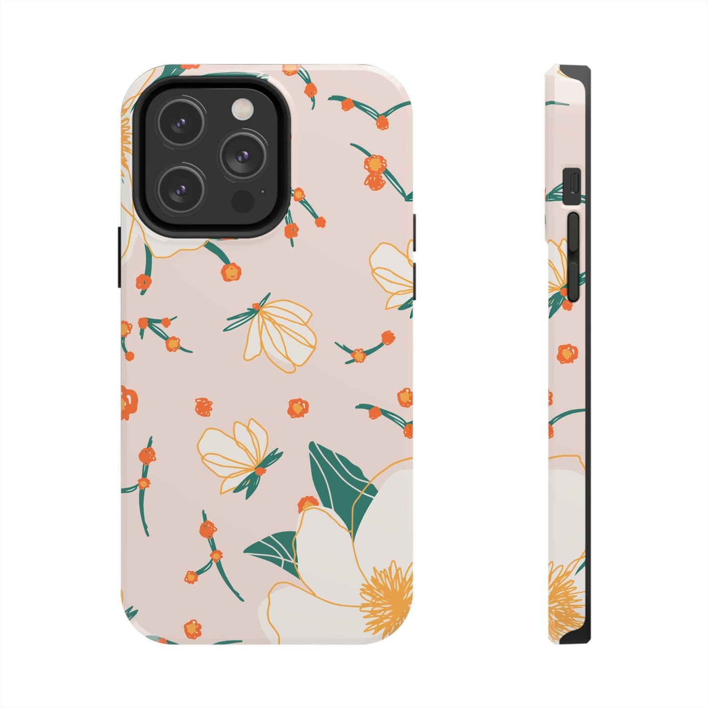 Elegant Magnolia Blossom Tough iPhone Case – Soft Blush Background, Shock - Resistant Design - BOGO Cases