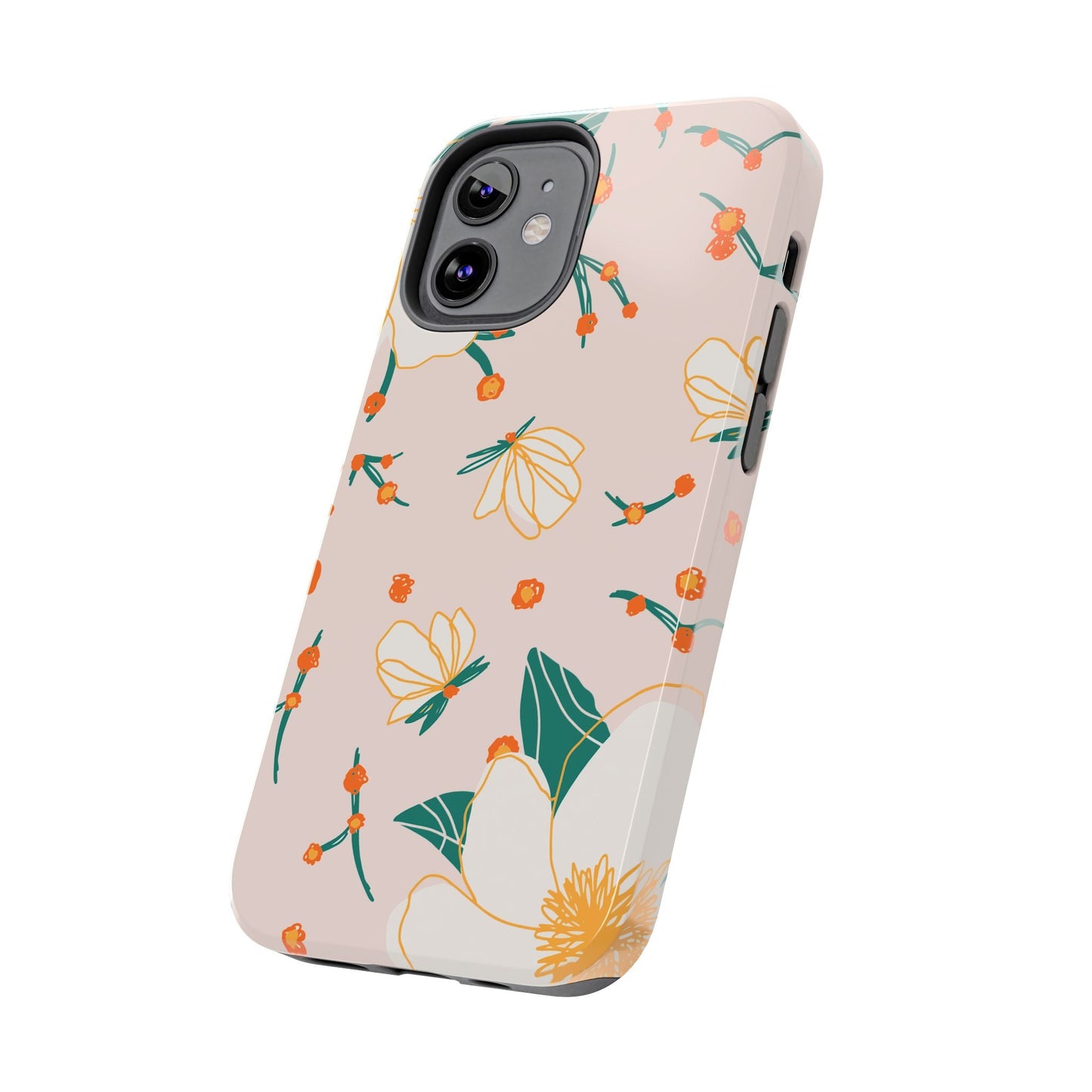 Elegant Magnolia Blossom Tough iPhone Case – Soft Blush Background, Shock - Resistant Design - BOGO Cases