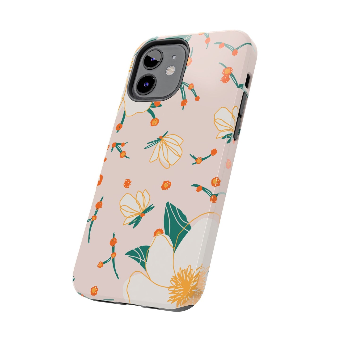 Elegant Magnolia Blossom Tough iPhone Case – Soft Blush Background, Shock - Resistant Design - BOGO Cases