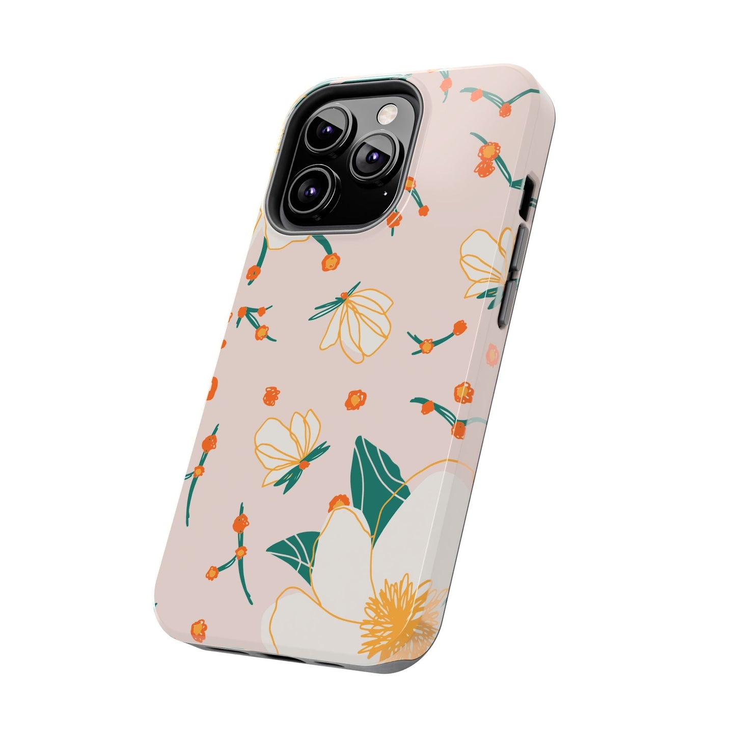 Elegant Magnolia Blossom Tough iPhone Case – Soft Blush Background, Shock - Resistant Design - BOGO Cases