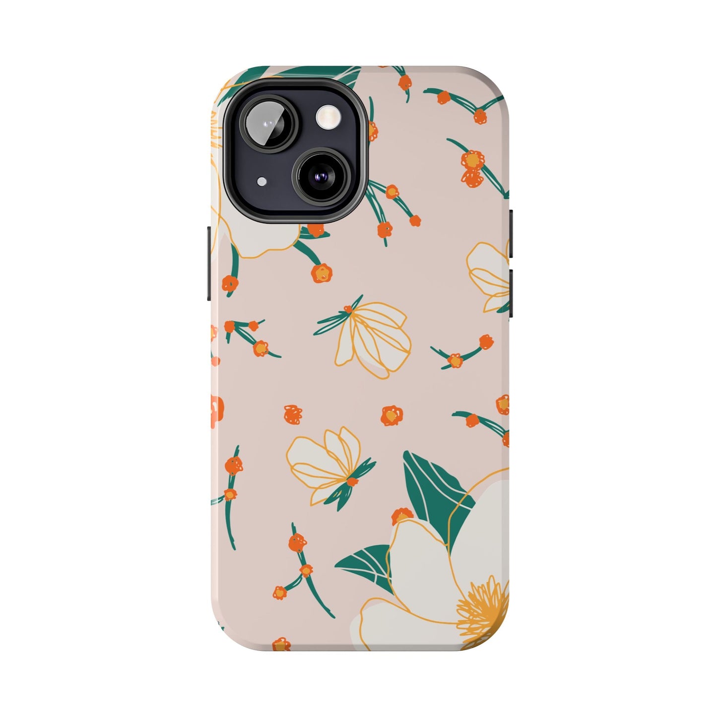 Elegant Magnolia Blossom Tough iPhone Case – Soft Blush Background, Shock - Resistant Design - BOGO Cases