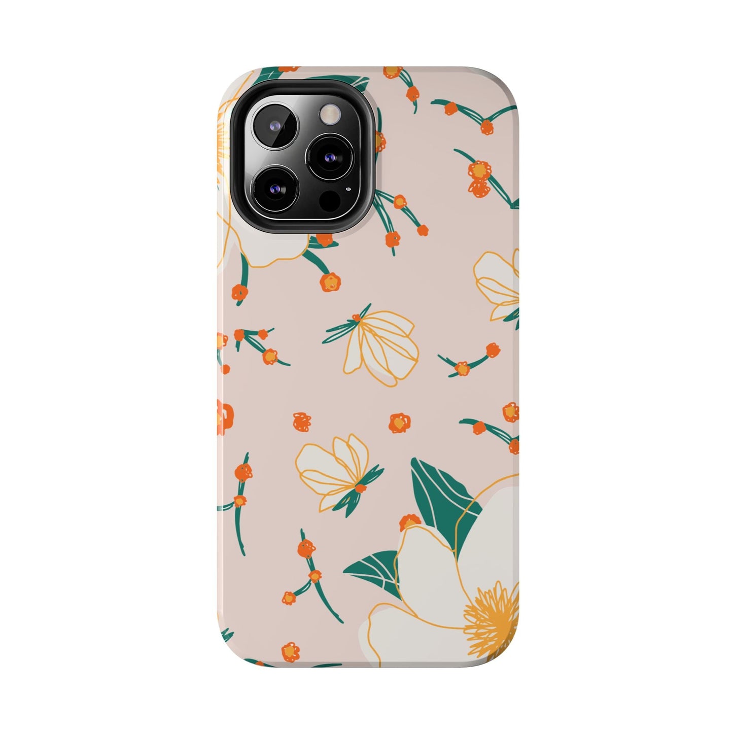 Elegant Magnolia Blossom Tough iPhone Case – Soft Blush Background, Shock - Resistant Design - BOGO Cases