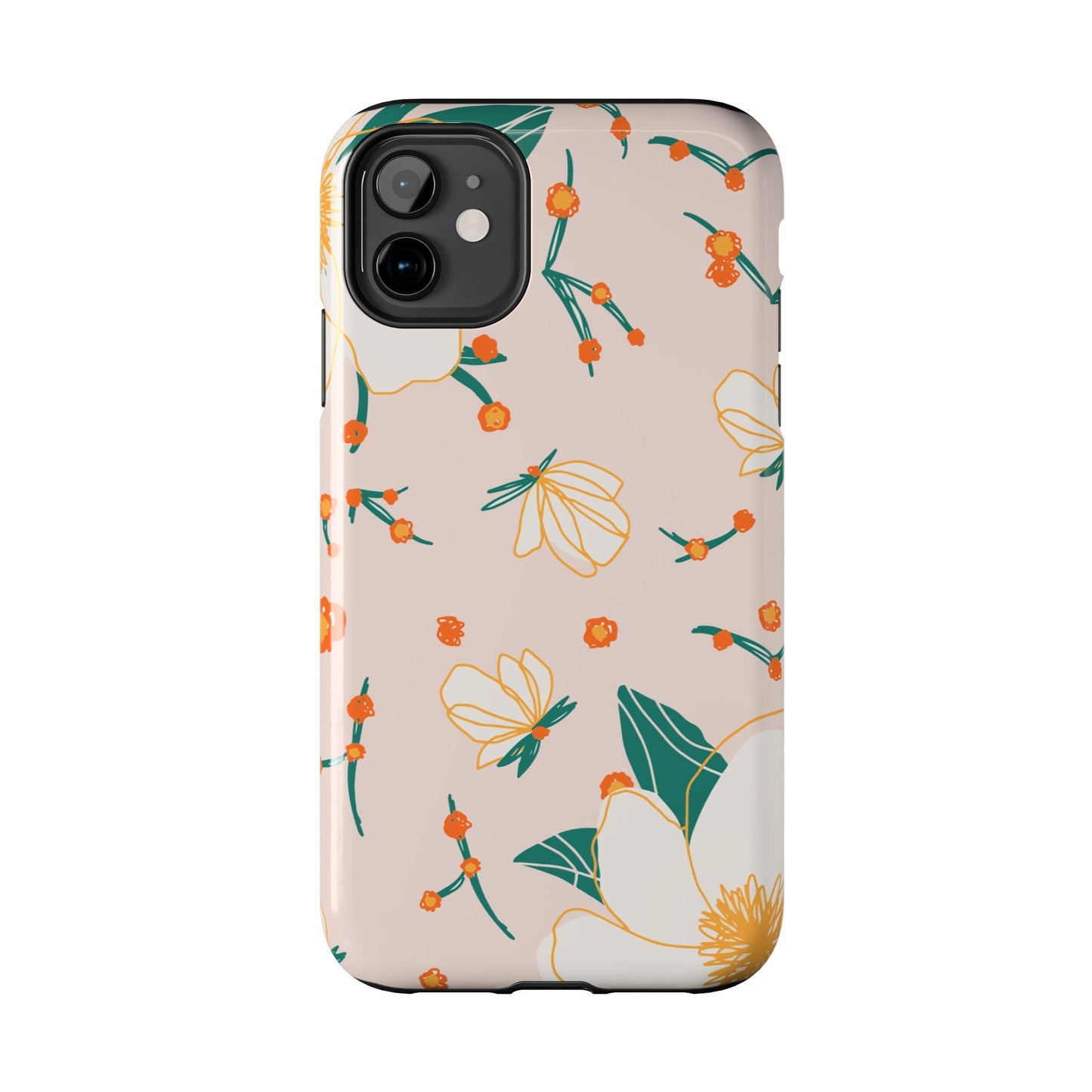 Elegant Magnolia Blossom Tough iPhone Case – Soft Blush Background, Shock - Resistant Design - BOGO Cases