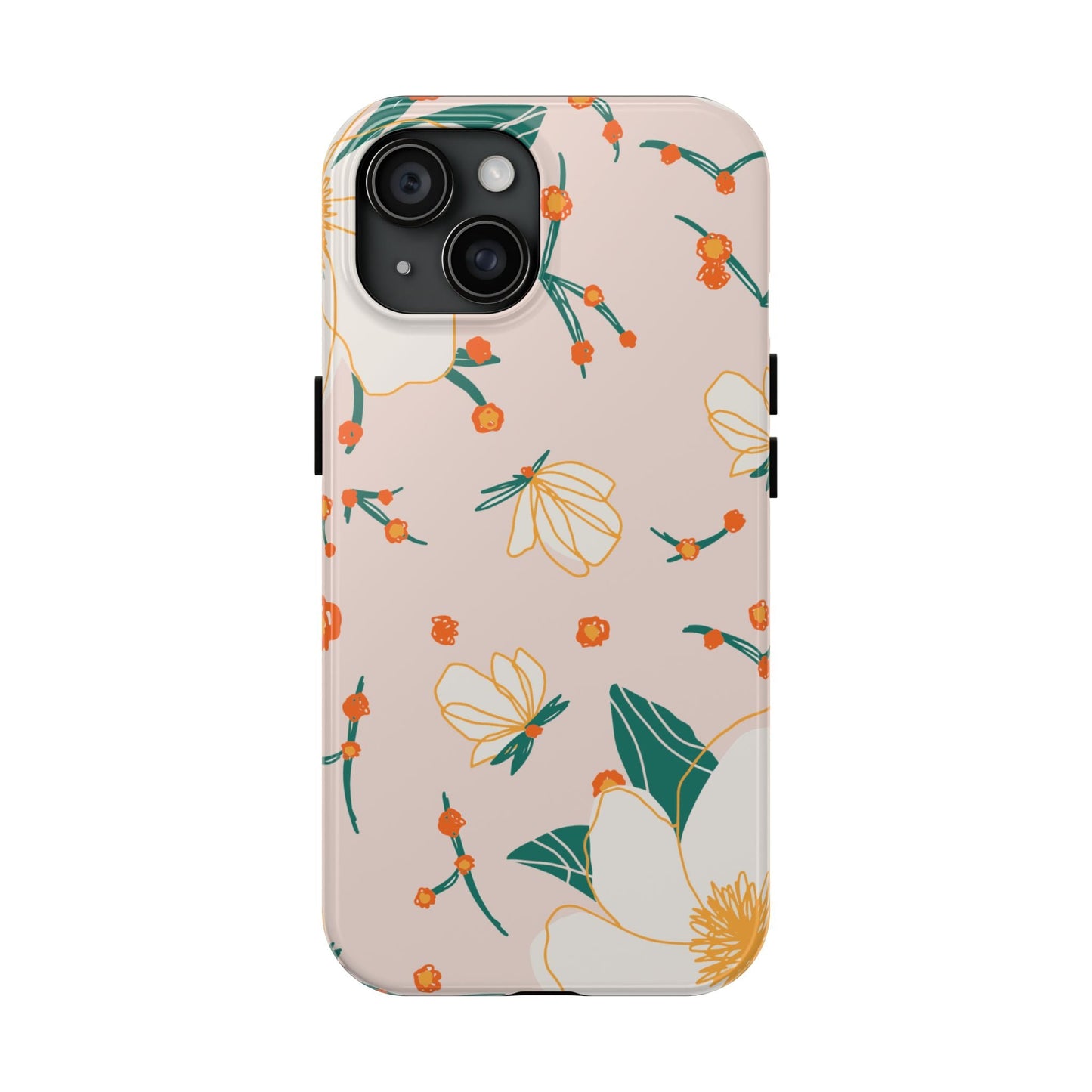 Elegant Magnolia Blossom Tough iPhone Case – Soft Blush Background, Shock - Resistant Design - BOGO Cases