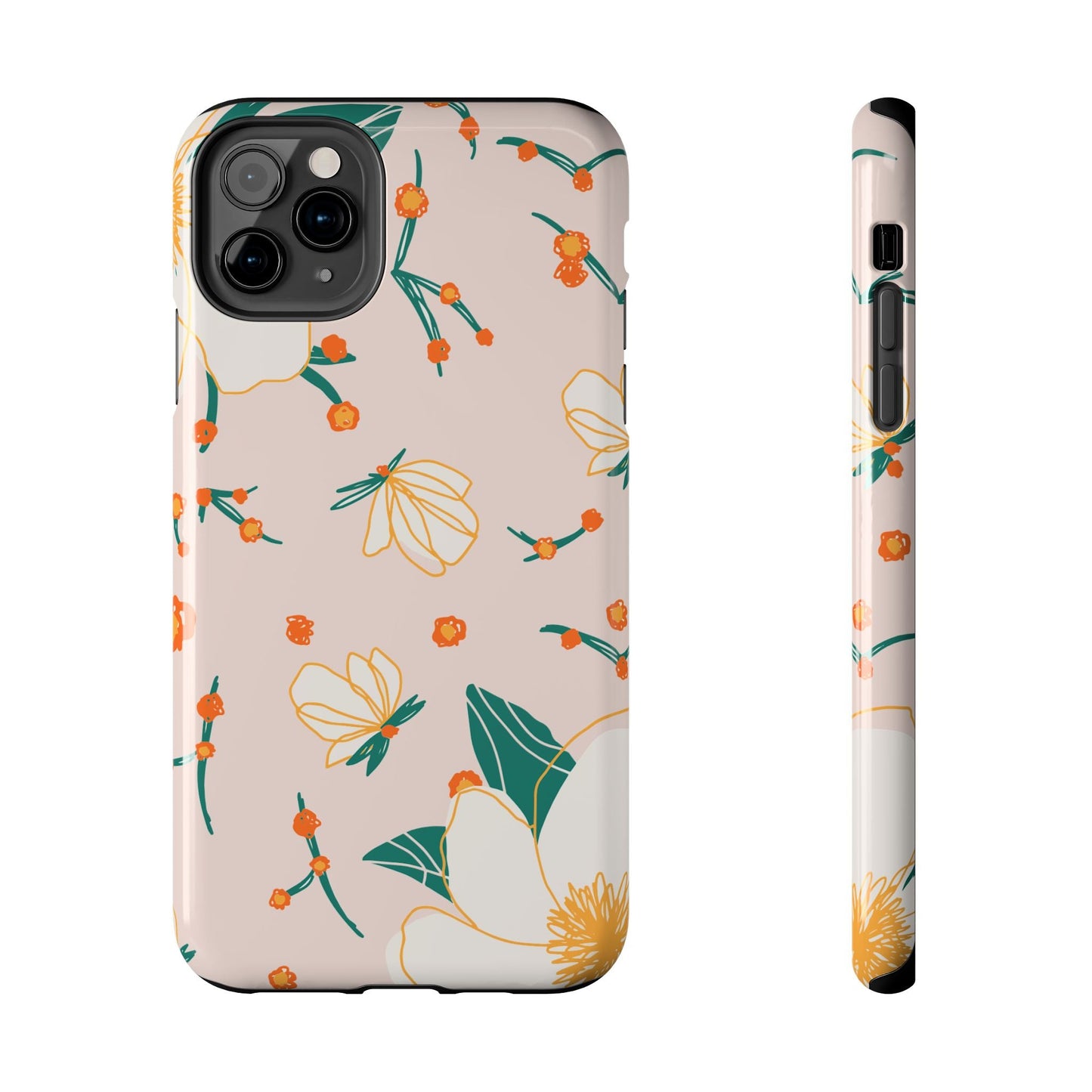 Elegant Magnolia Blossom Tough iPhone Case – Soft Blush Background, Shock - Resistant Design - BOGO Cases