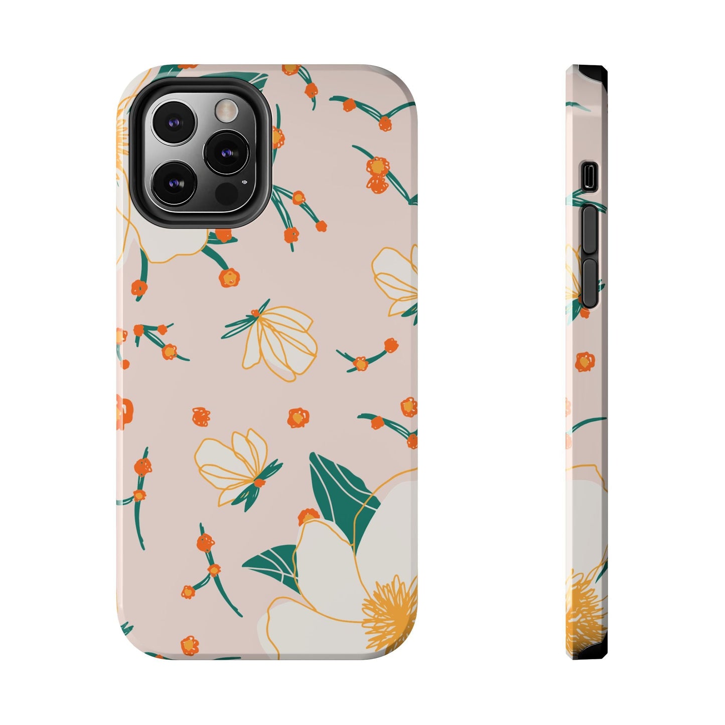 Elegant Magnolia Blossom Tough iPhone Case – Soft Blush Background, Shock - Resistant Design - BOGO Cases