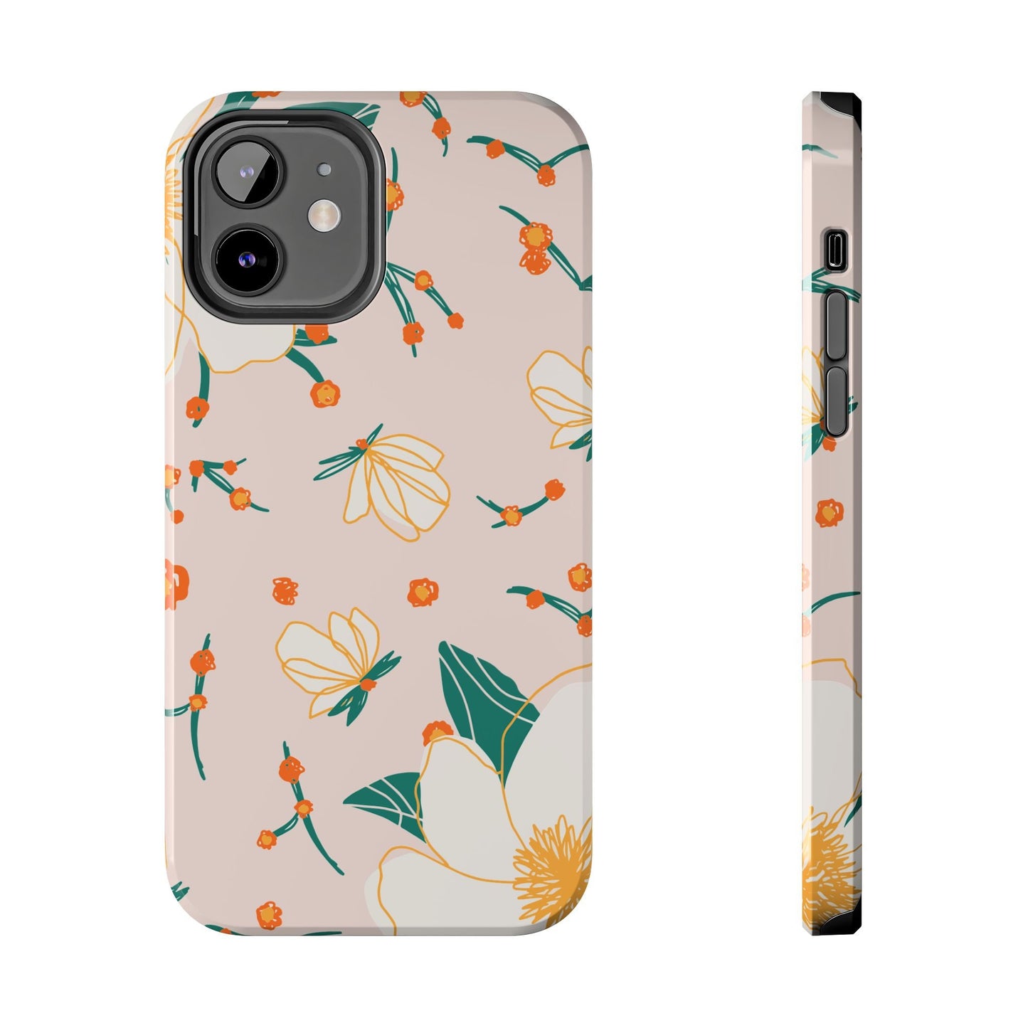 Elegant Magnolia Blossom Tough iPhone Case – Soft Blush Background, Shock - Resistant Design - BOGO Cases
