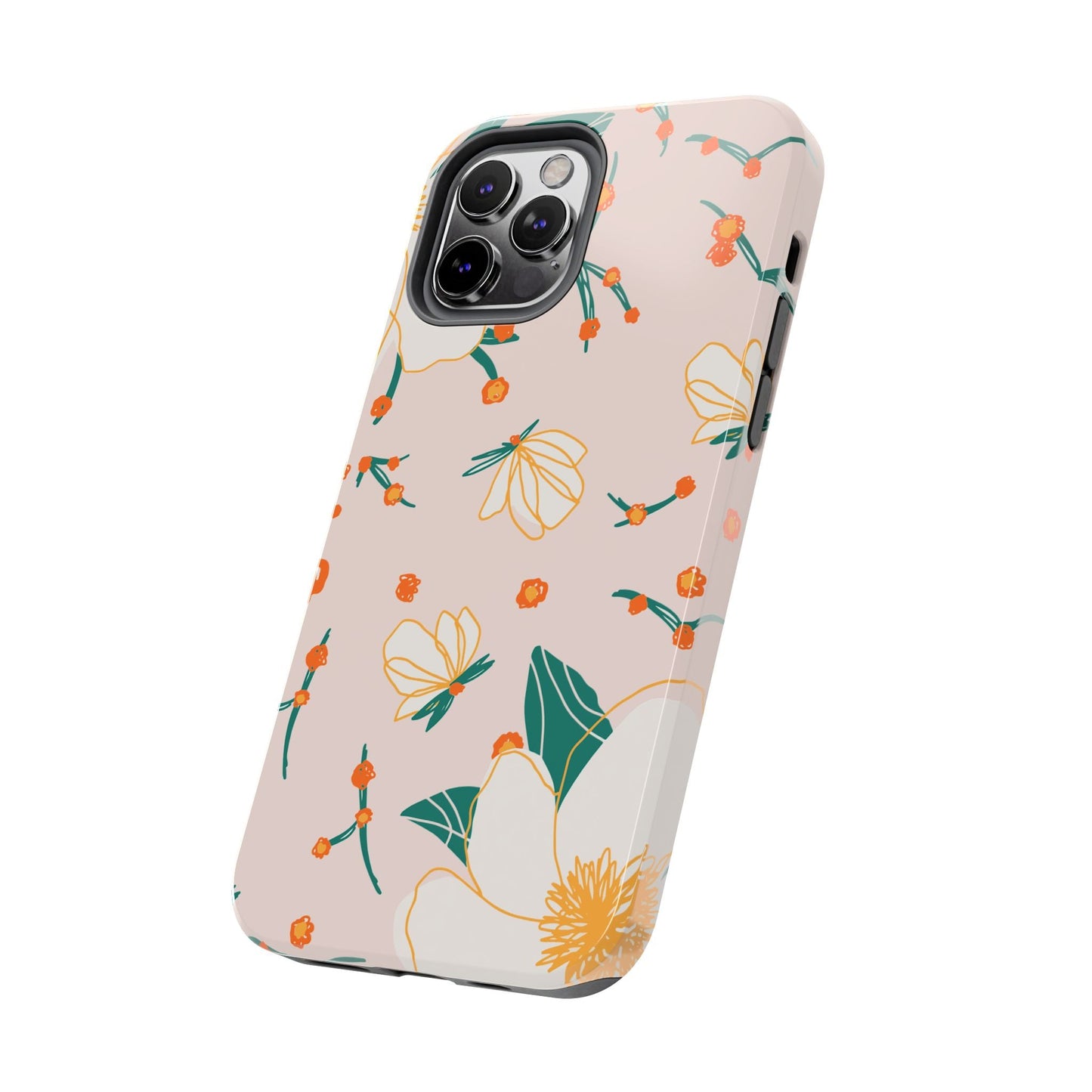 Elegant Magnolia Blossom Tough iPhone Case – Soft Blush Background, Shock - Resistant Design - BOGO Cases