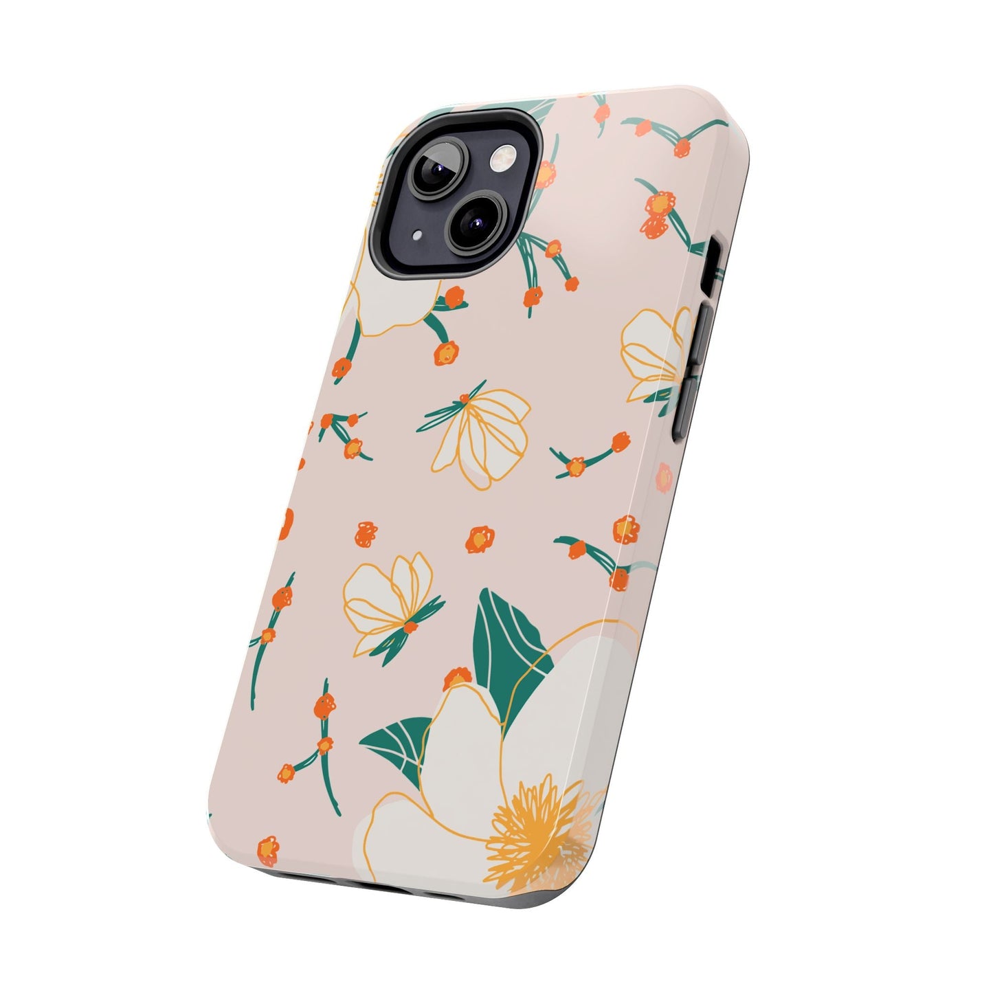Elegant Magnolia Blossom Tough iPhone Case – Soft Blush Background, Shock - Resistant Design - BOGO Cases