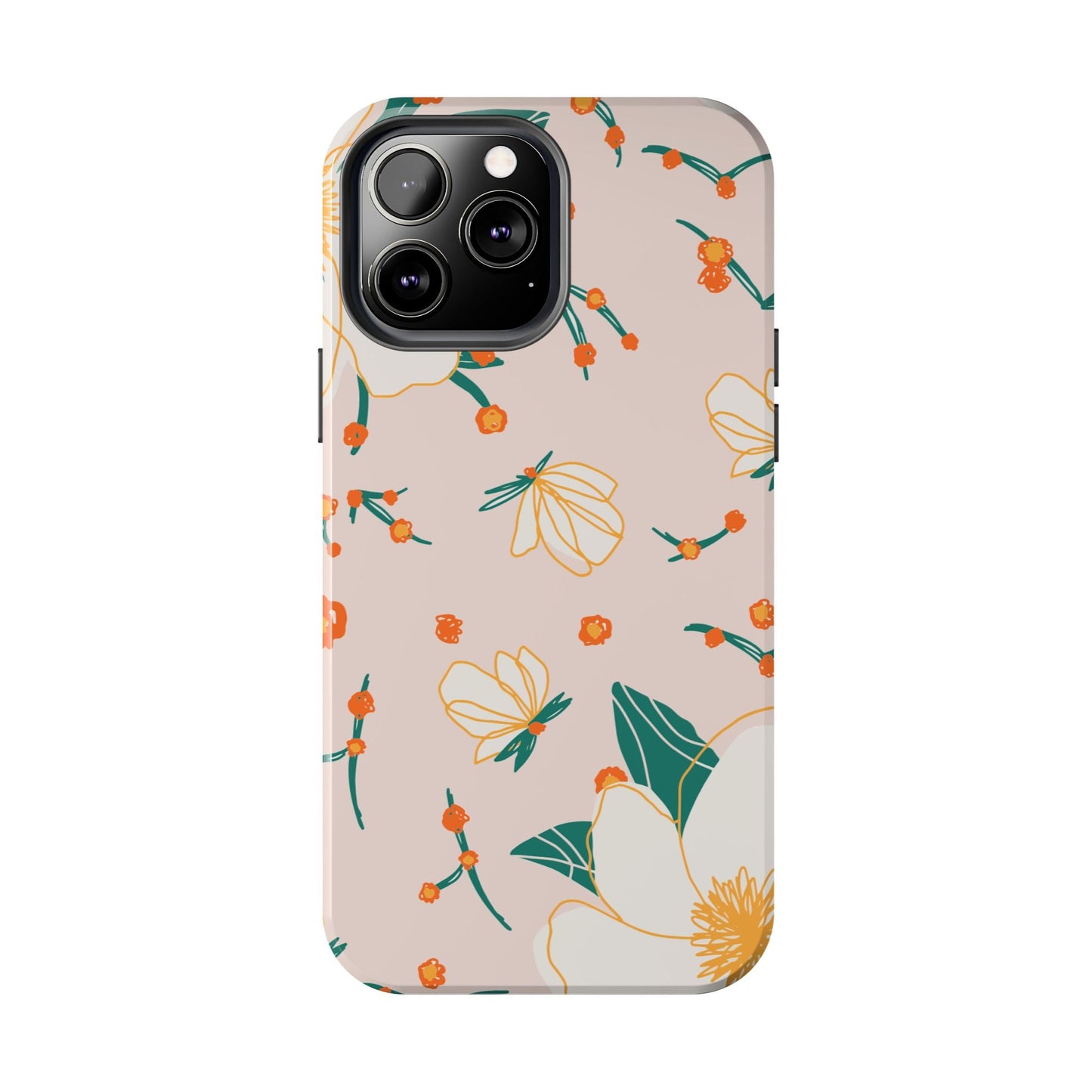 Elegant Magnolia Blossom Tough iPhone Case – Soft Blush Background, Shock - Resistant Design - BOGO Cases