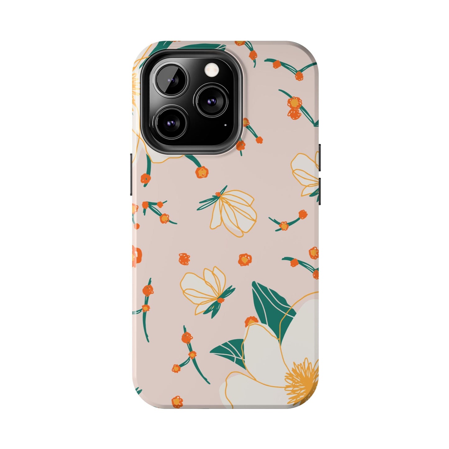 Elegant Magnolia Blossom Tough iPhone Case – Soft Blush Background, Shock - Resistant Design - BOGO Cases