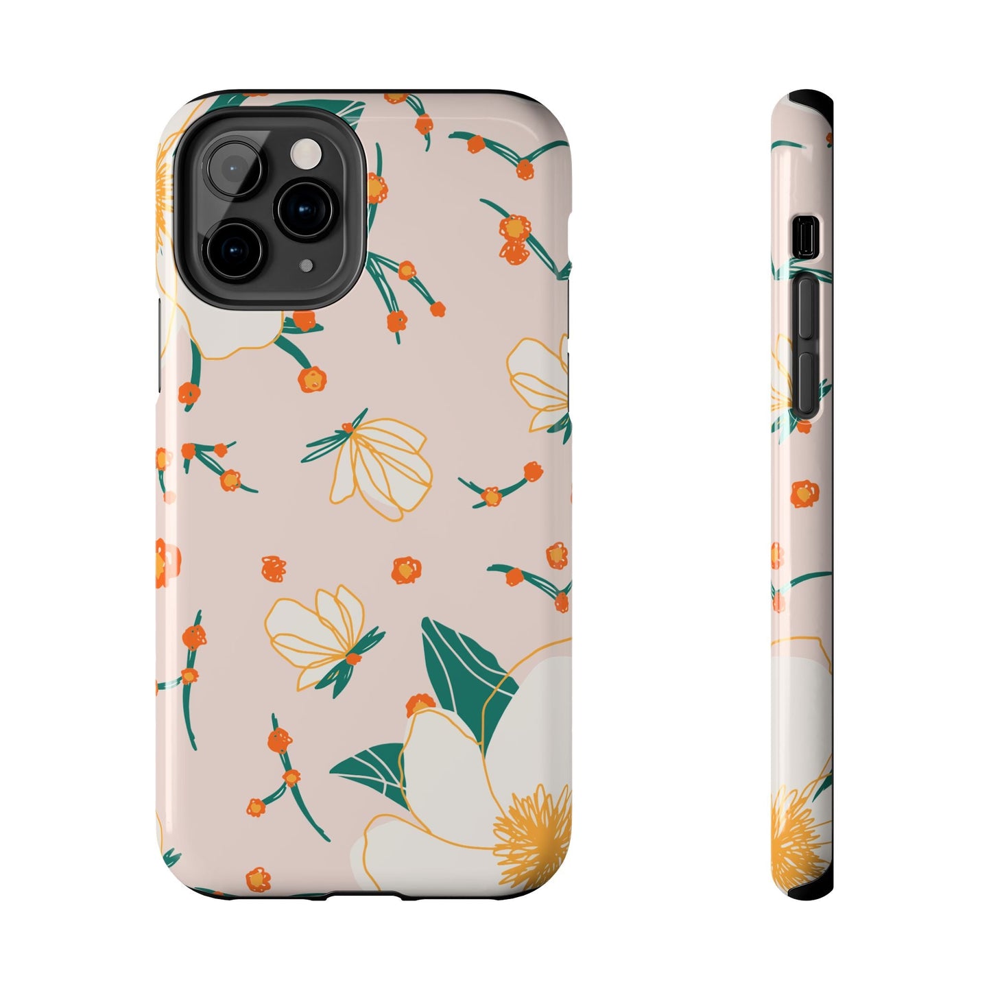 Elegant Magnolia Blossom Tough iPhone Case – Soft Blush Background, Shock - Resistant Design - BOGO Cases