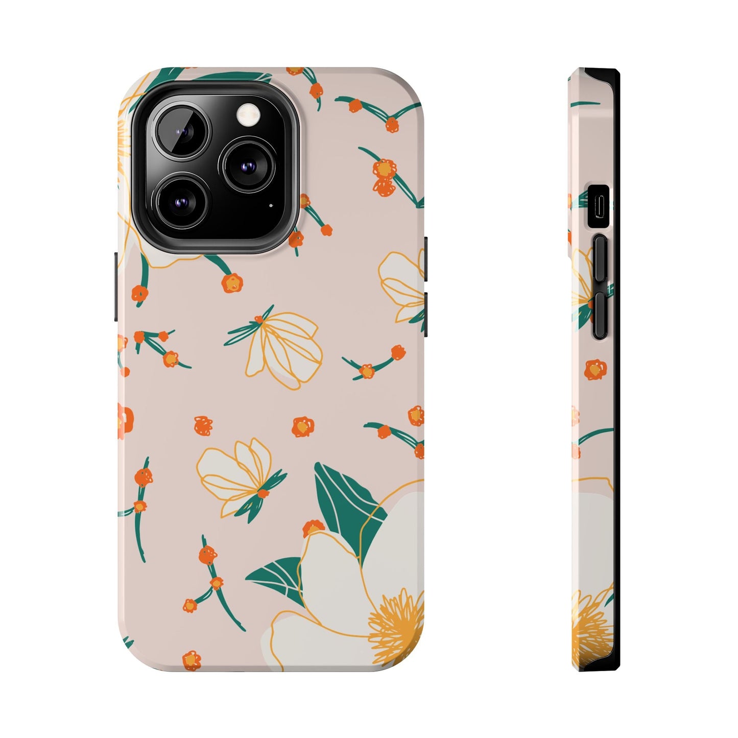 Elegant Magnolia Blossom Tough iPhone Case – Soft Blush Background, Shock - Resistant Design - BOGO Cases
