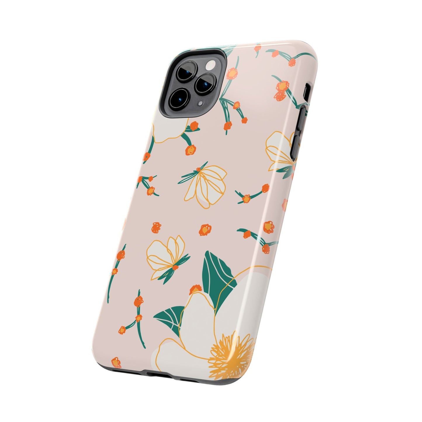 Elegant Magnolia Blossom Tough iPhone Case – Soft Blush Background, Shock - Resistant Design - BOGO Cases