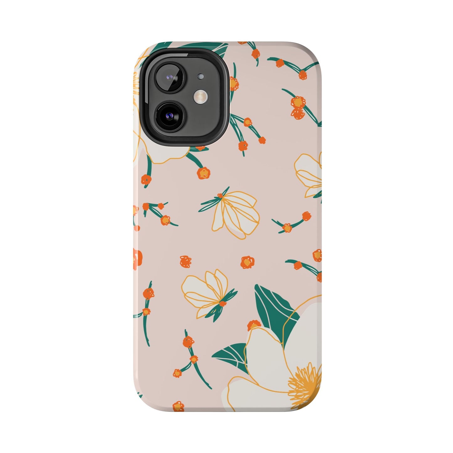 Elegant Magnolia Blossom Tough iPhone Case – Soft Blush Background, Shock - Resistant Design - BOGO Cases