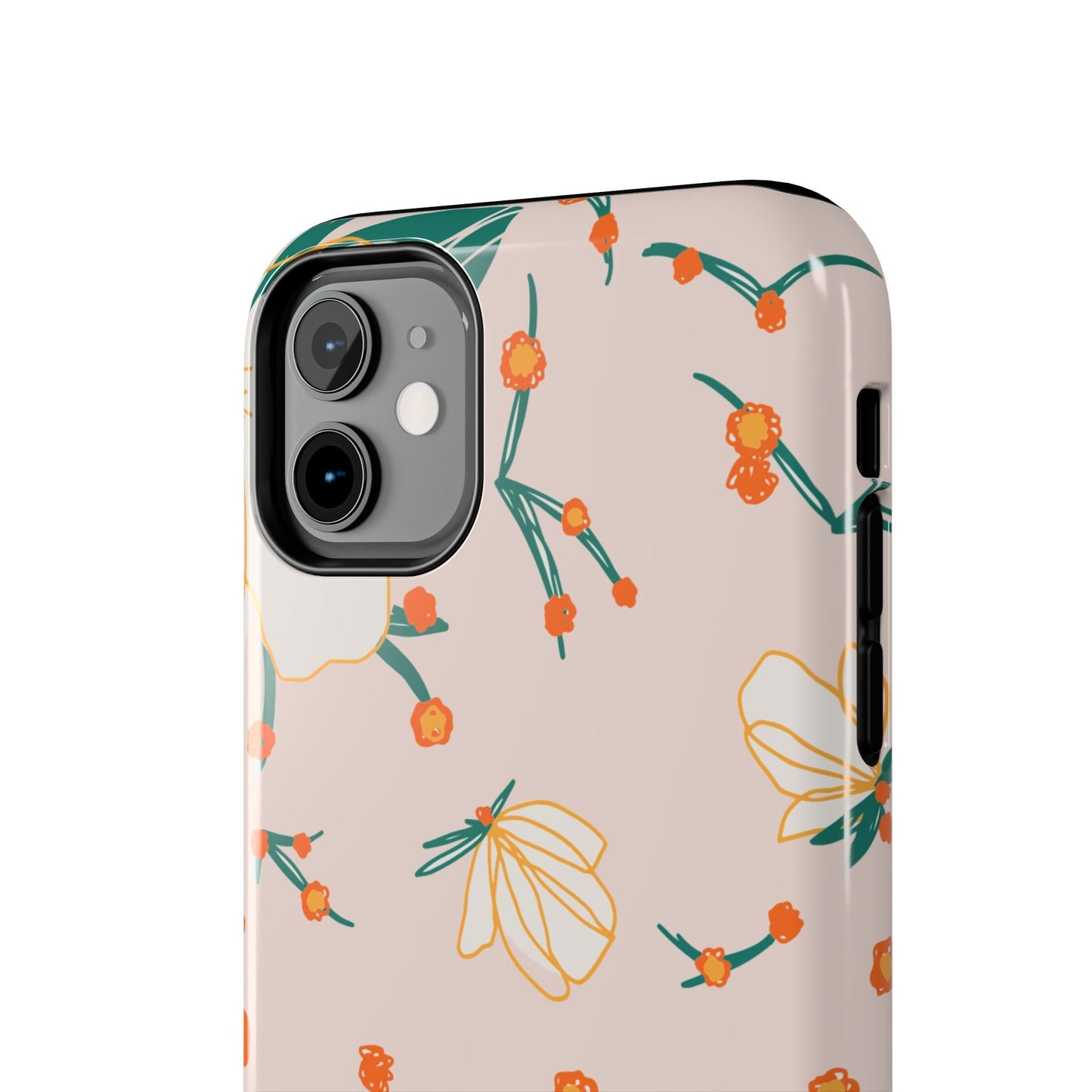 Elegant Magnolia Blossom Tough iPhone Case – Soft Blush Background, Shock - Resistant Design - BOGO Cases