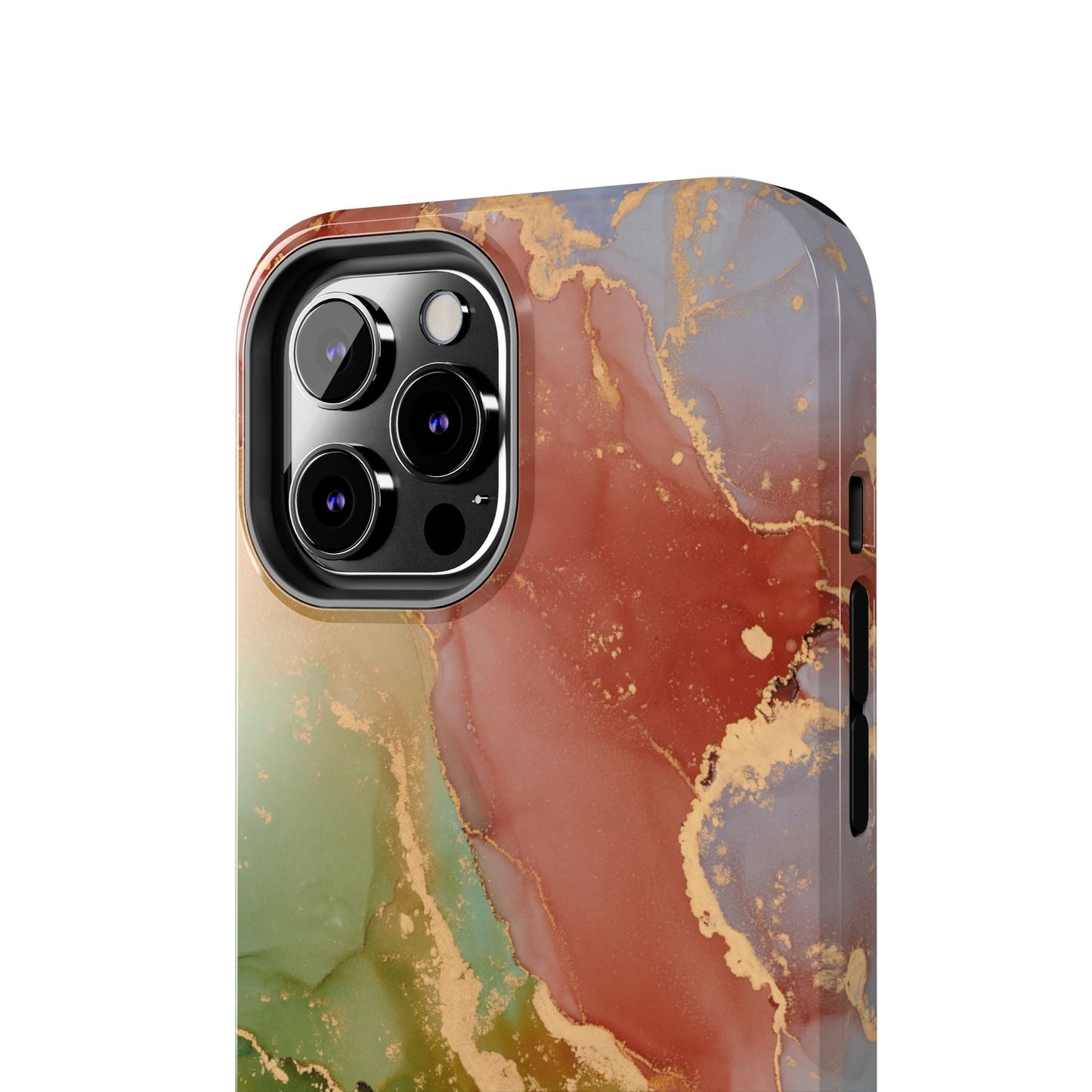 Emerald Orange Marble iPhone Case - Green Marble Case with Luxe Gold Swirls - BOGO Cases