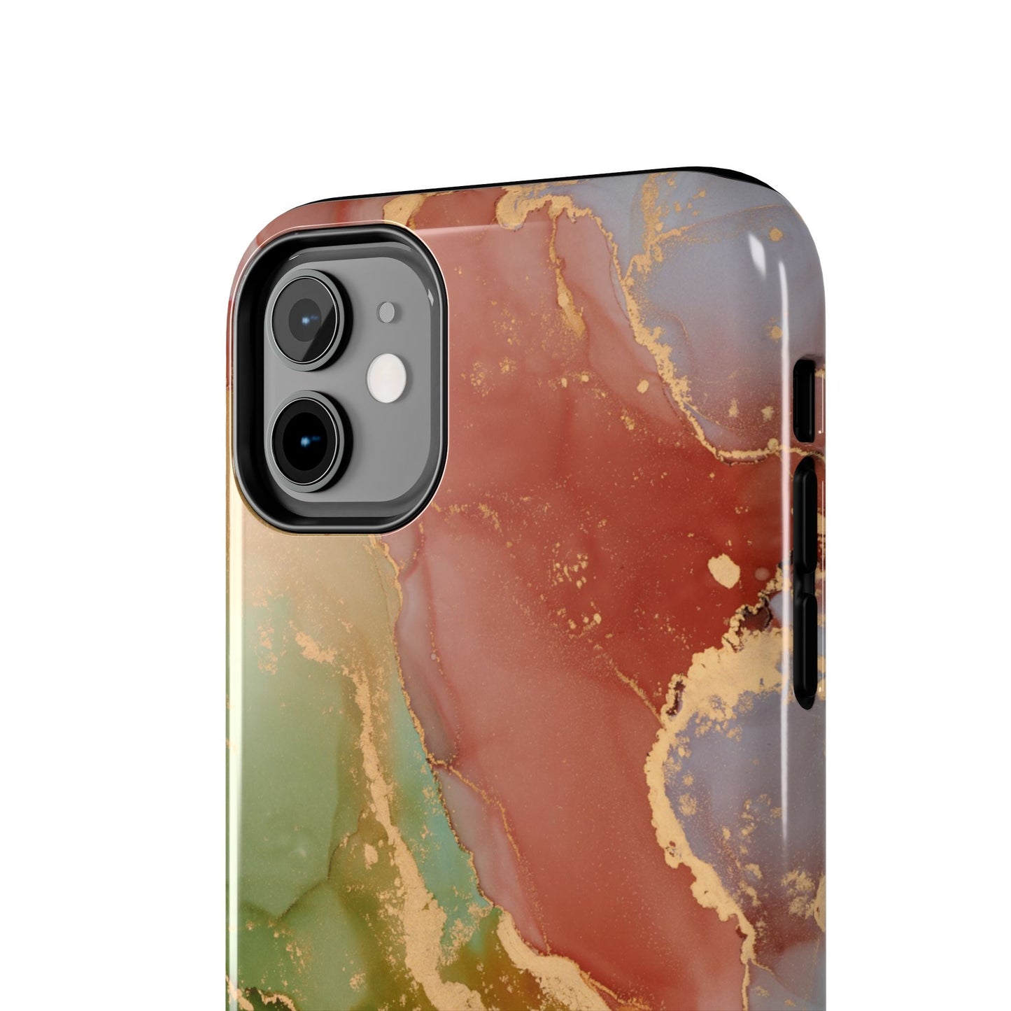 Emerald Orange Marble iPhone Case - Green Marble Case with Luxe Gold Swirls - BOGO Cases