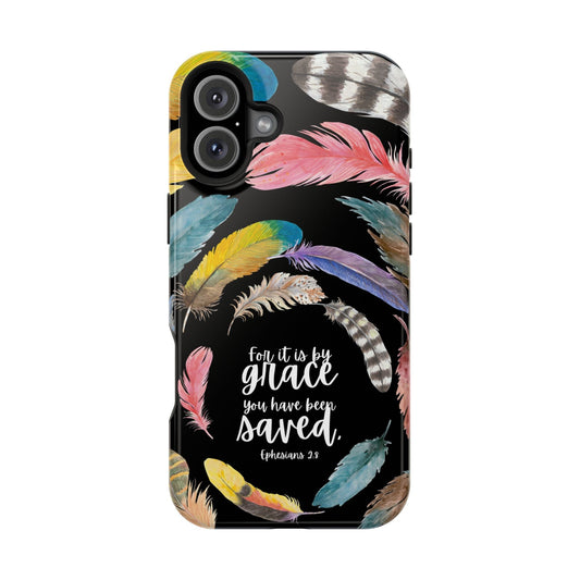 Ephesians 2:8 Watercolor Feathers - MagSafe iPhone Case - BOGO Cases