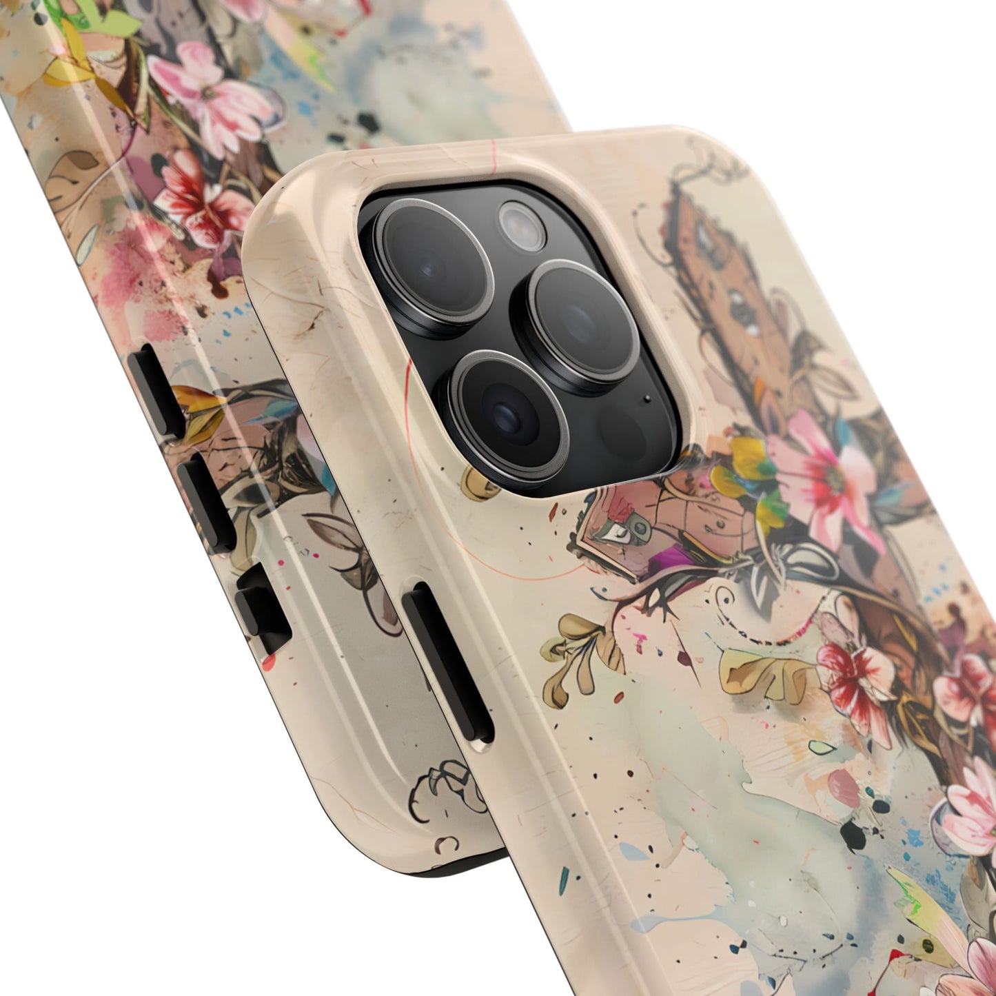 Floral Cross Watercolor - iPhone Case, Christian Art & Protective Design - BOGO Cases