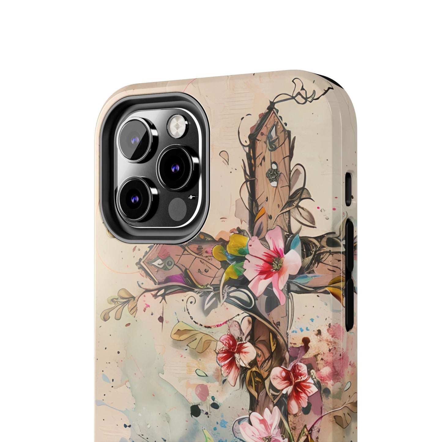 Floral Cross Watercolor - iPhone Case, Christian Art & Protective Design - BOGO Cases