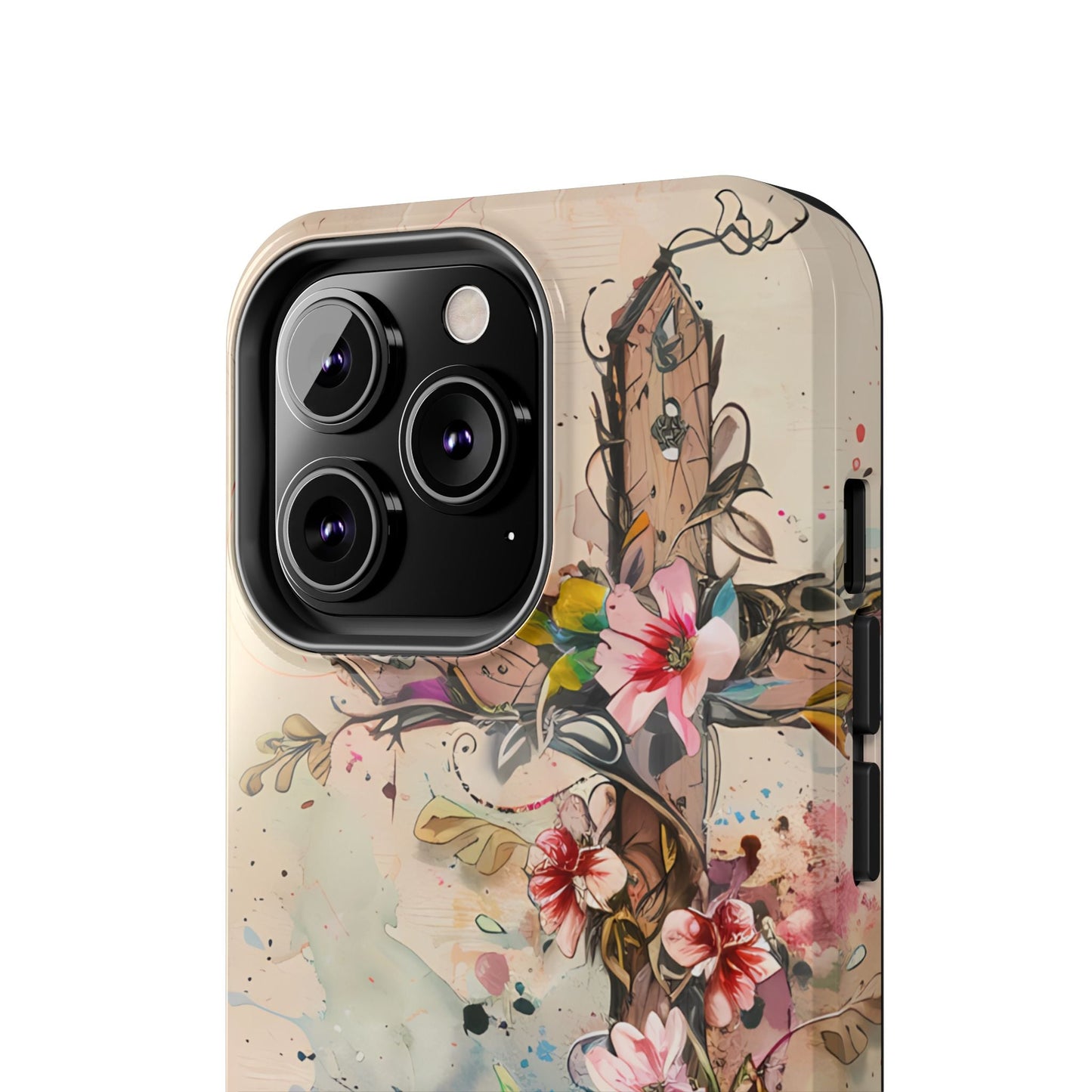 Floral Cross Watercolor - iPhone Case, Christian Art & Protective Design - BOGO Cases