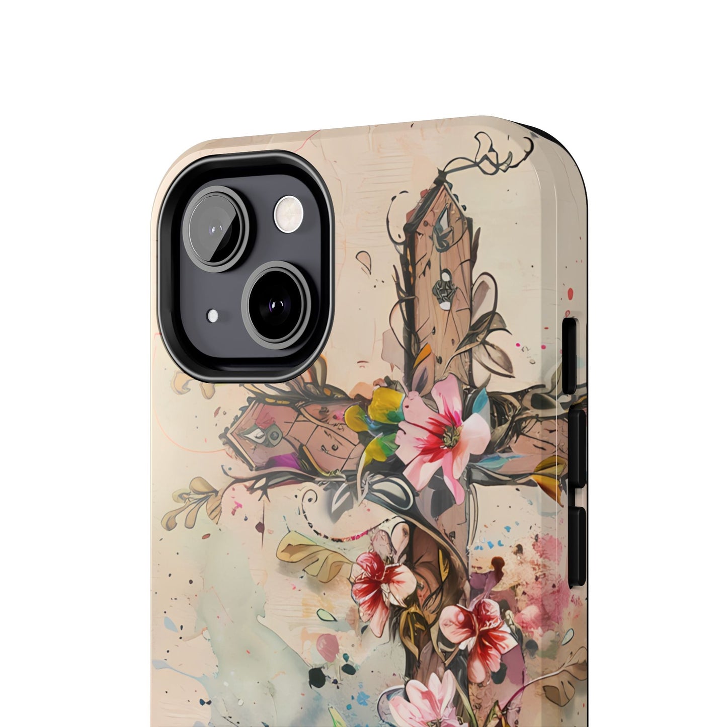 Floral Cross Watercolor - iPhone Case, Christian Art & Protective Design - BOGO Cases