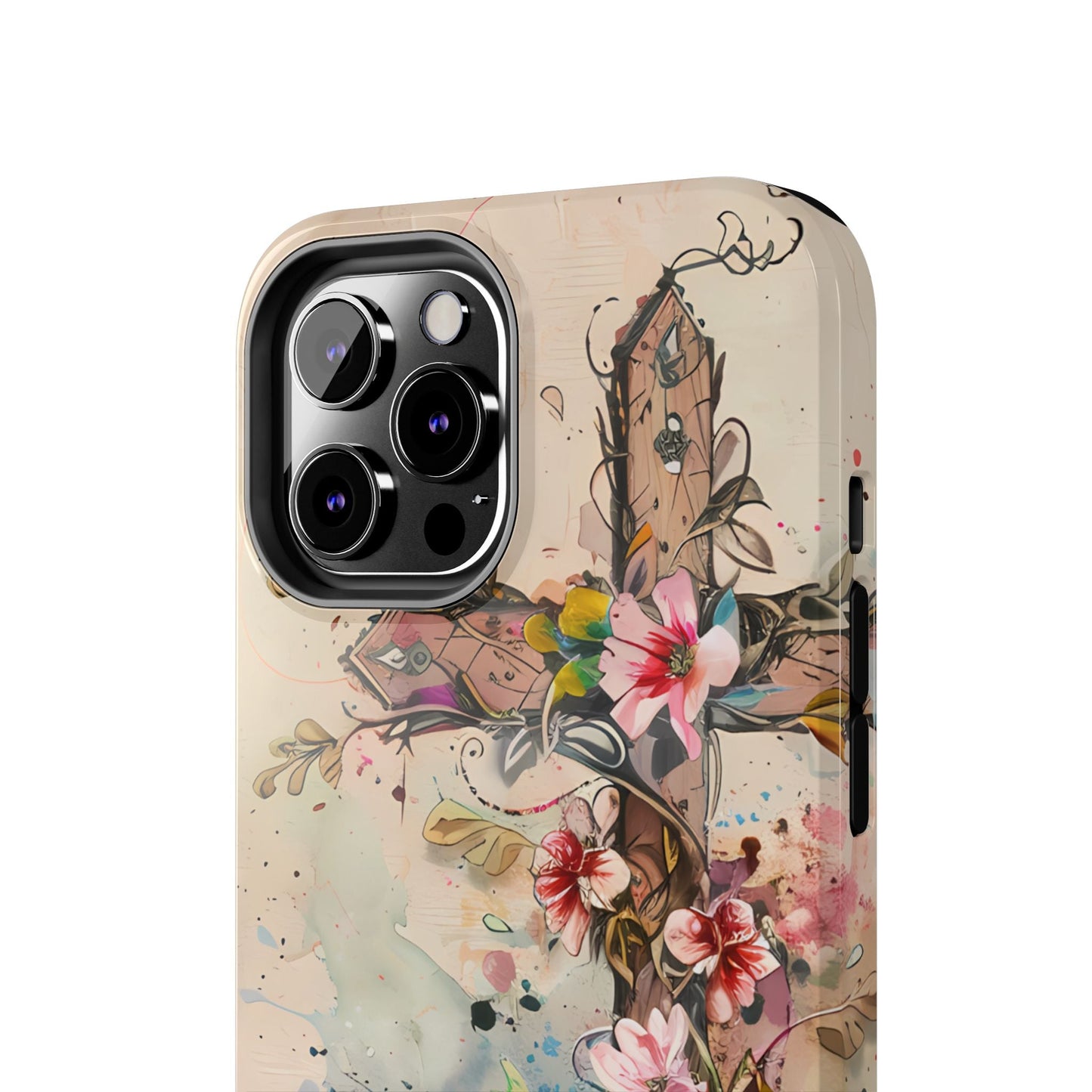 Floral Cross Watercolor - iPhone Case, Christian Art & Protective Design - BOGO Cases