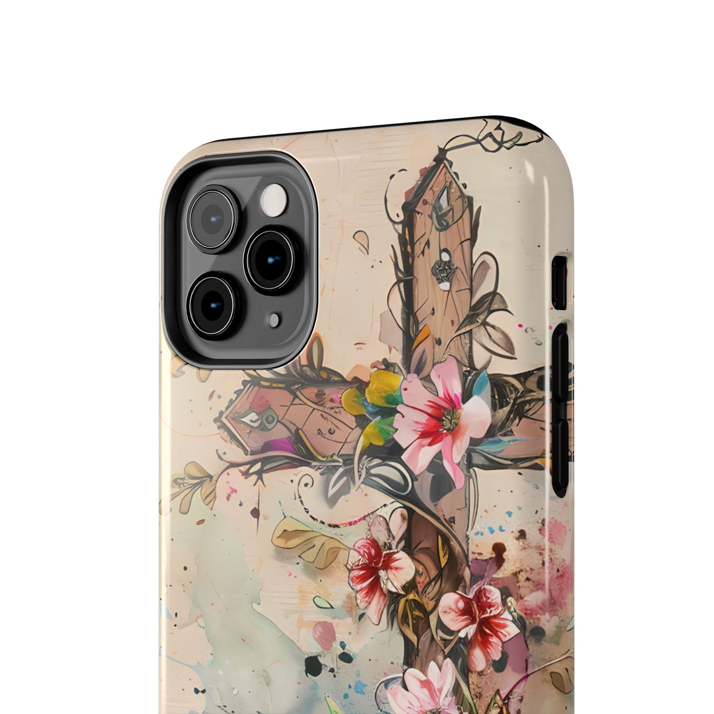 Floral Cross Watercolor - iPhone Case, Christian Art & Protective Design - BOGO Cases