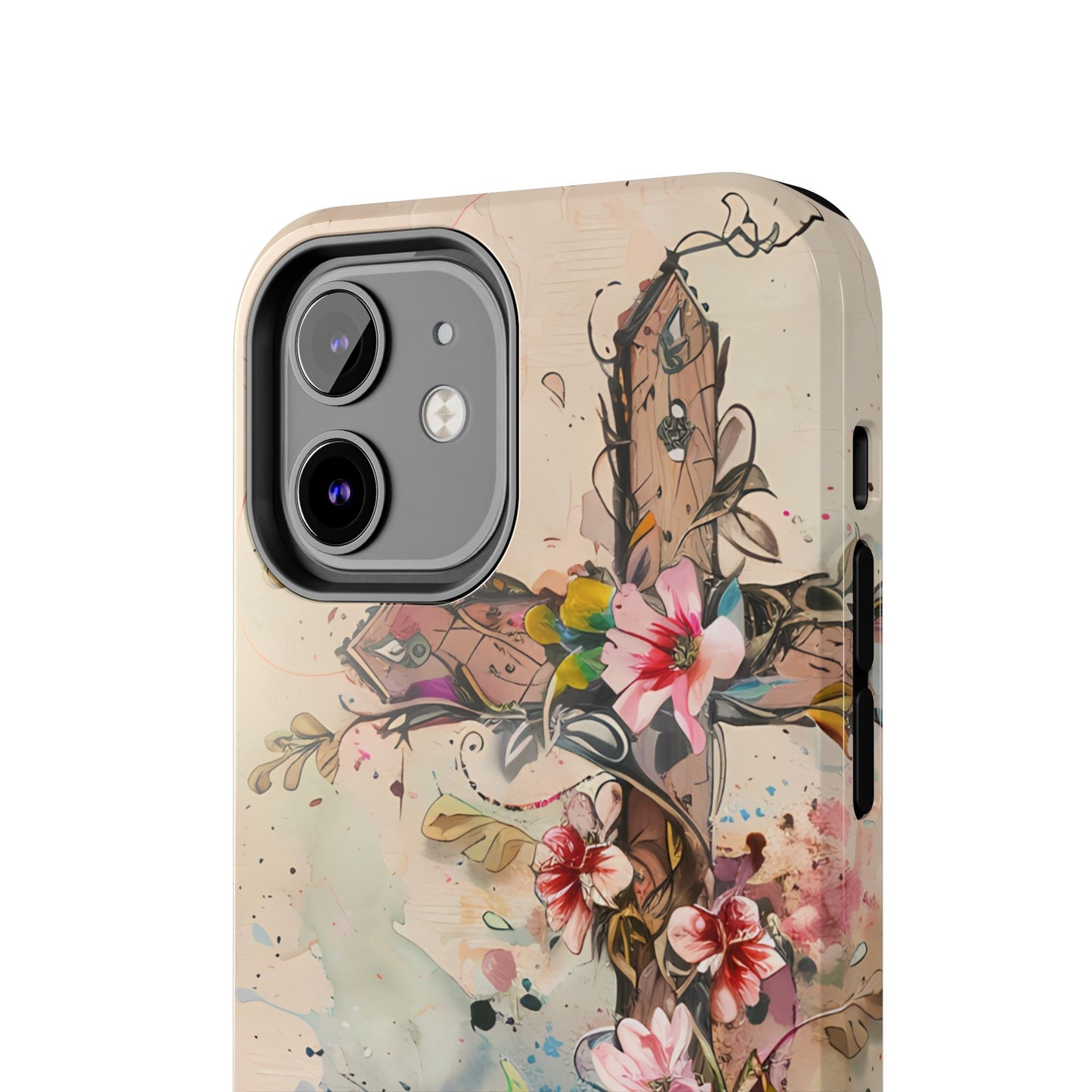 Floral Cross Watercolor - iPhone Case, Christian Art & Protective Design - BOGO Cases