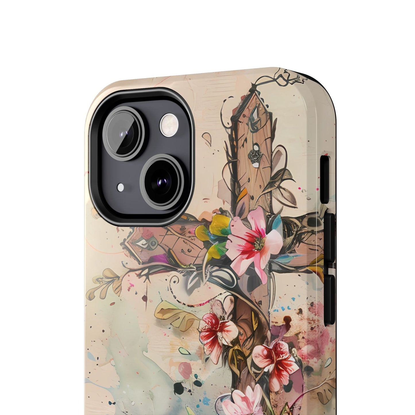 Floral Cross Watercolor - iPhone Case, Christian Art & Protective Design - BOGO Cases