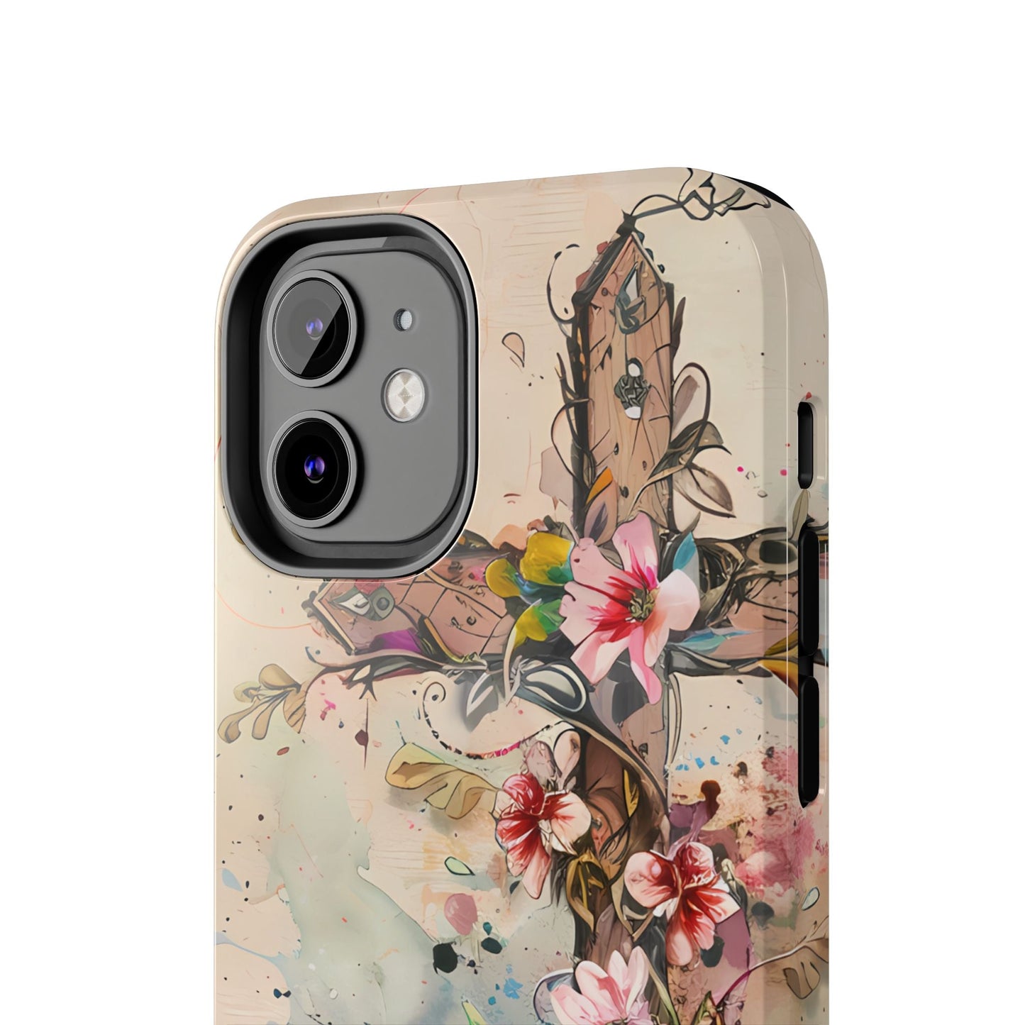 Floral Cross Watercolor - iPhone Case, Christian Art & Protective Design - BOGO Cases