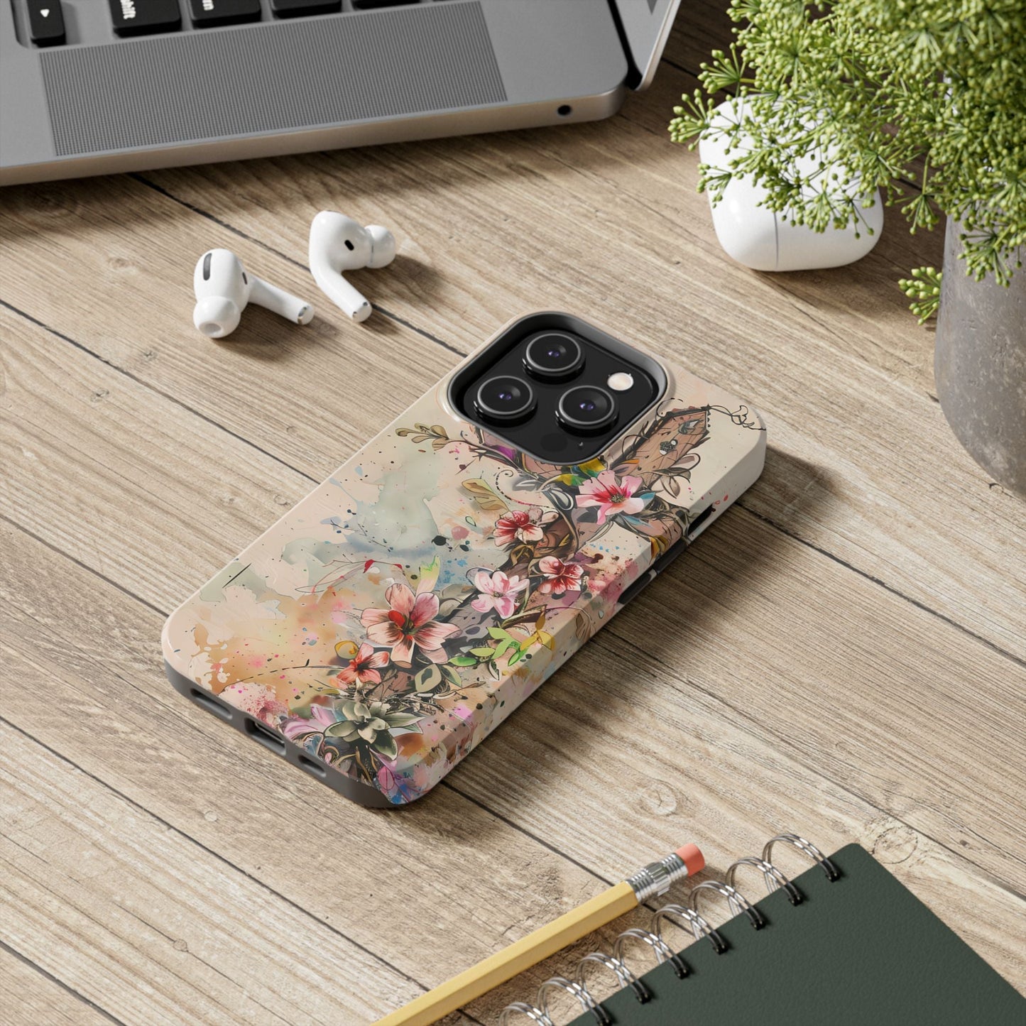 Floral Cross Watercolor - iPhone Case, Christian Art & Protective Design - BOGO Cases