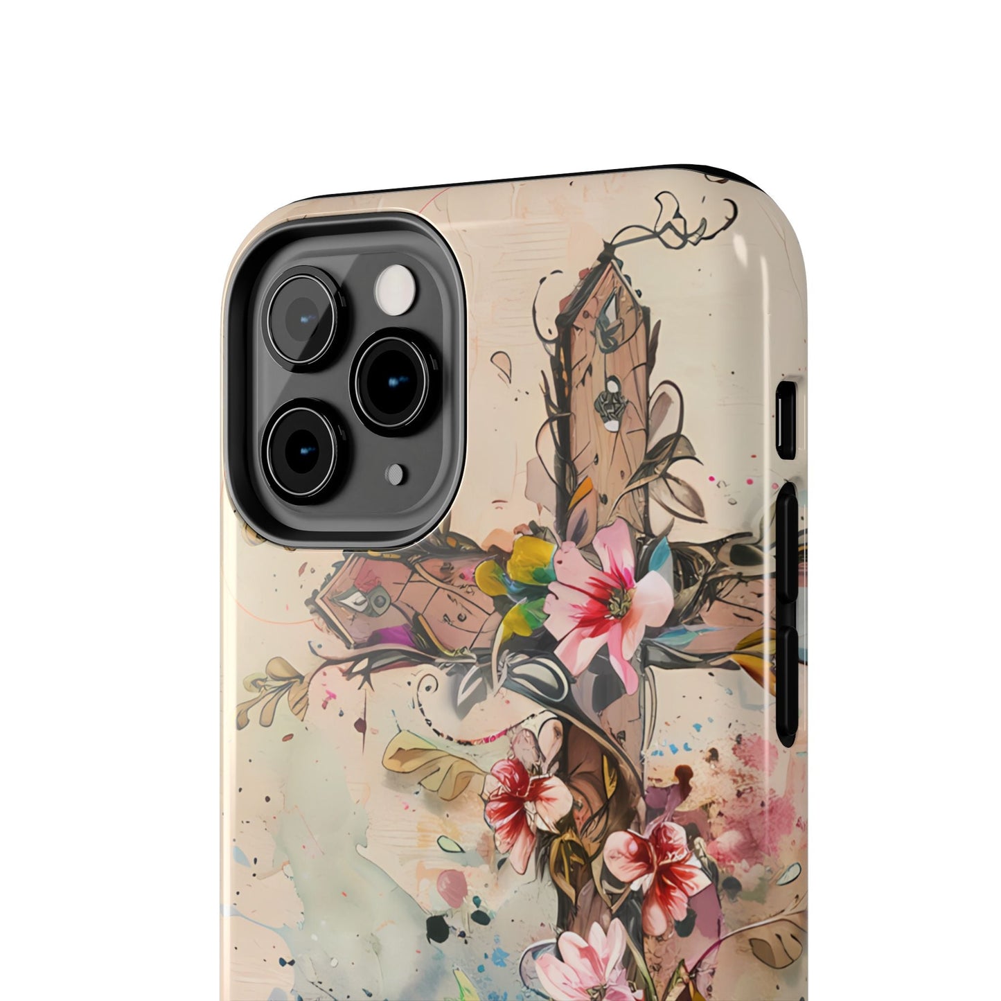 Floral Cross Watercolor - iPhone Case, Christian Art & Protective Design - BOGO Cases