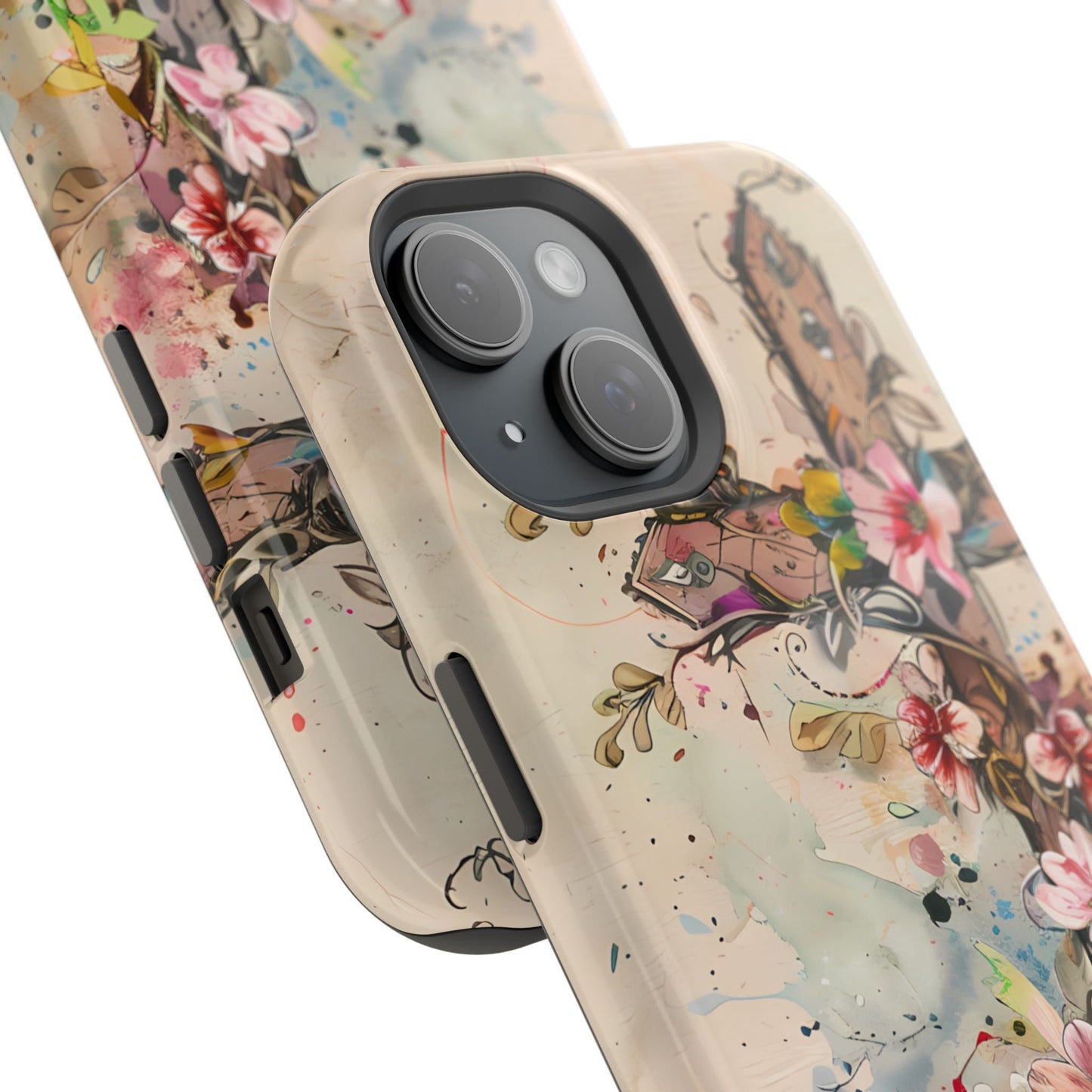 Floral Cross Watercolor - MagSafe iPhone Case, Christian Art & Wireless Charging Compatible - BOGO Cases