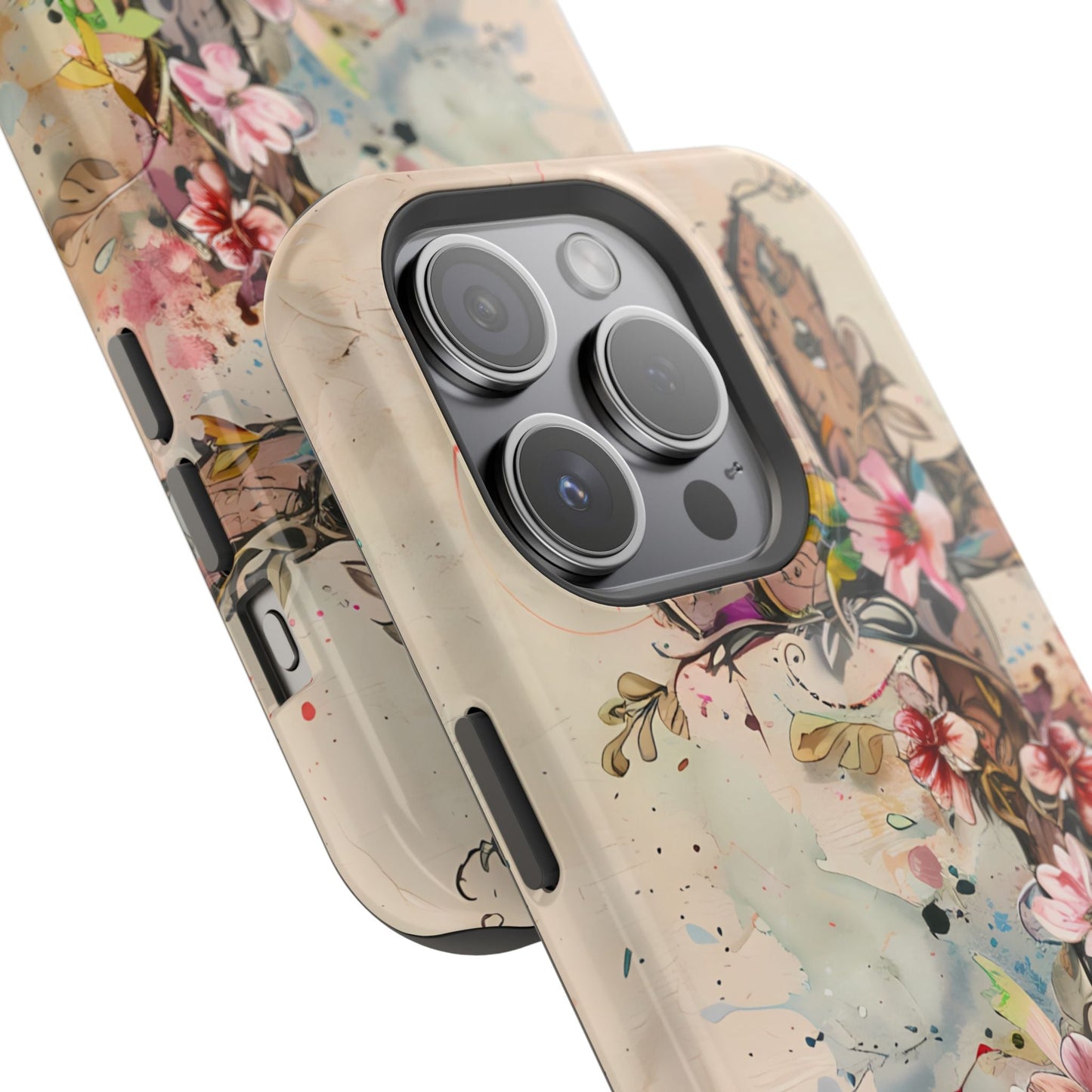 Floral Cross Watercolor - MagSafe iPhone Case, Christian Art & Wireless Charging Compatible - BOGO Cases