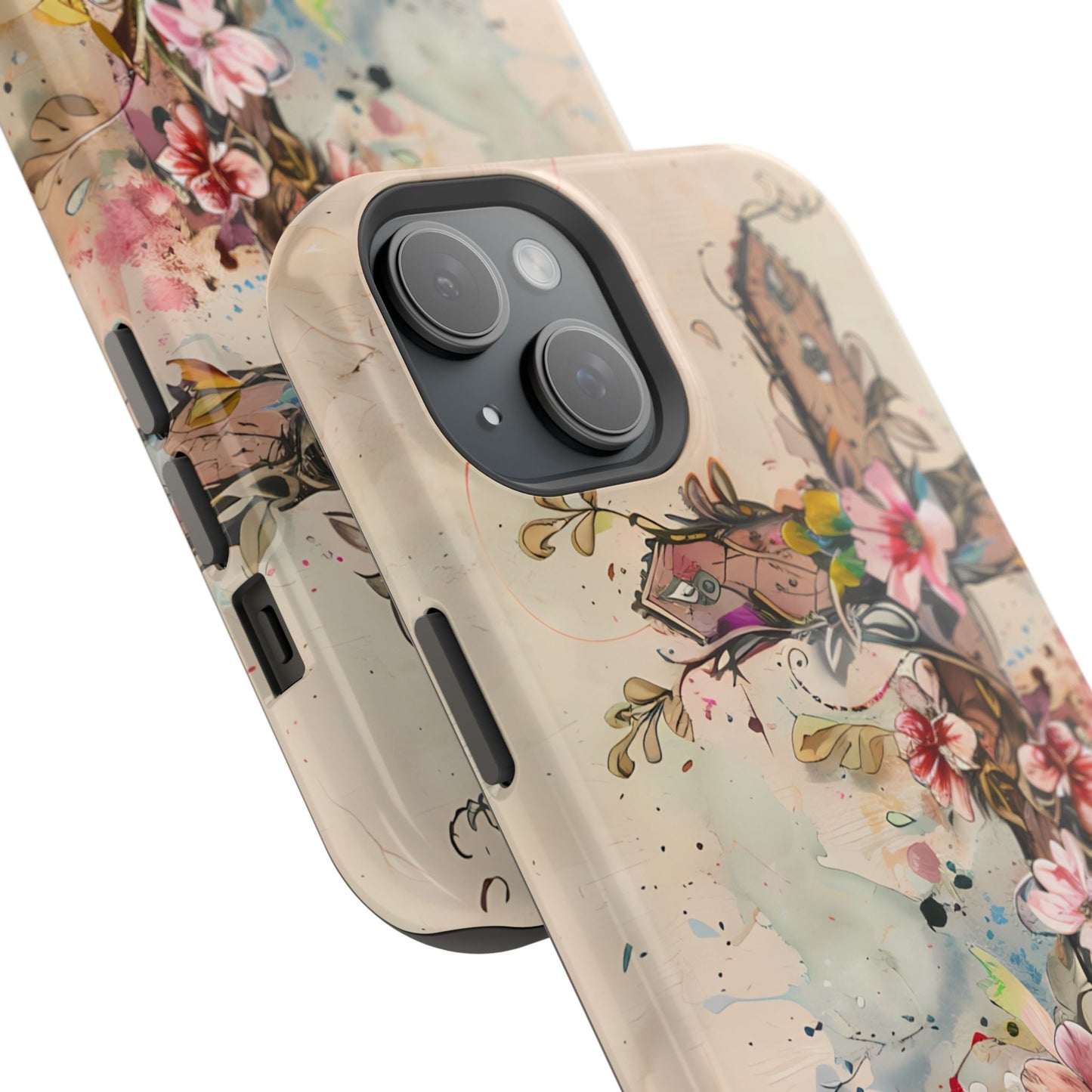 Floral Cross Watercolor - MagSafe iPhone Case, Christian Art & Wireless Charging Compatible - BOGO Cases