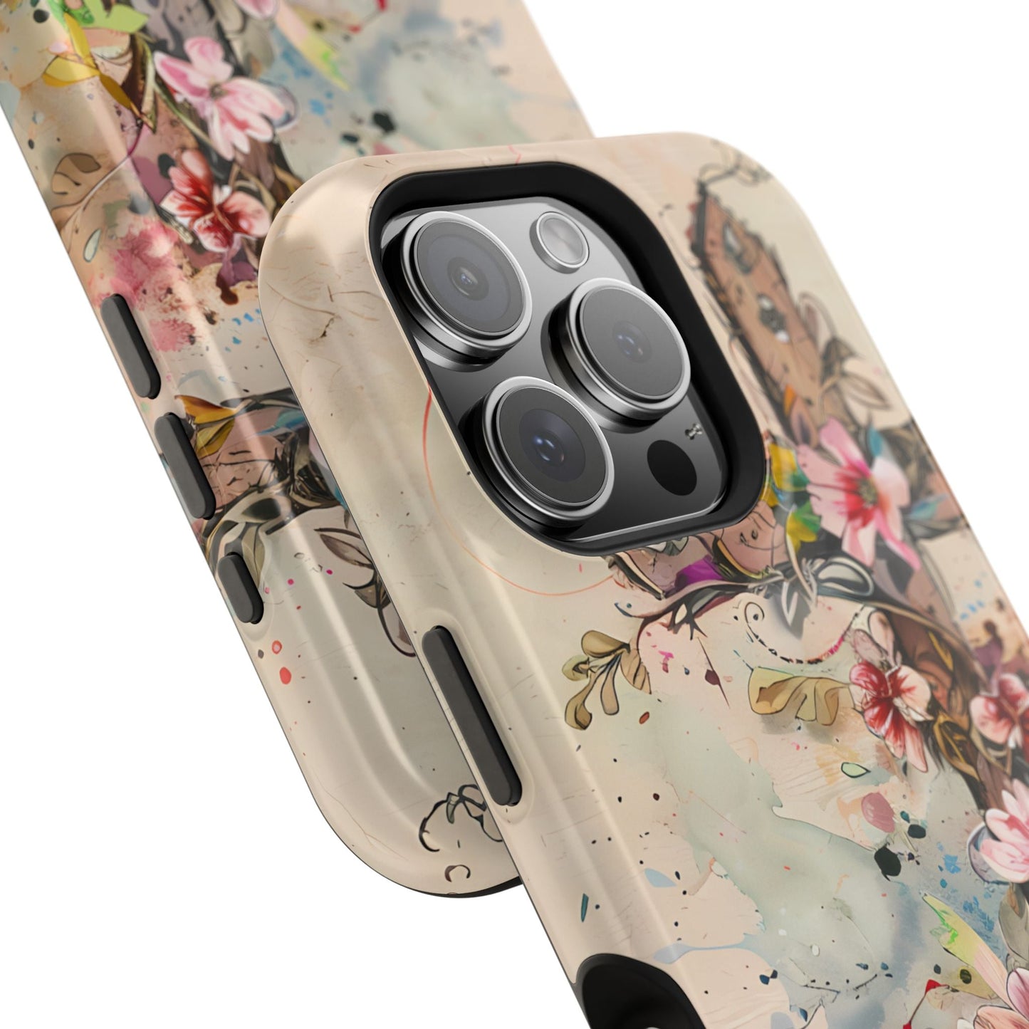 Floral Cross Watercolor - MagSafe iPhone Case, Christian Art & Wireless Charging Compatible - BOGO Cases