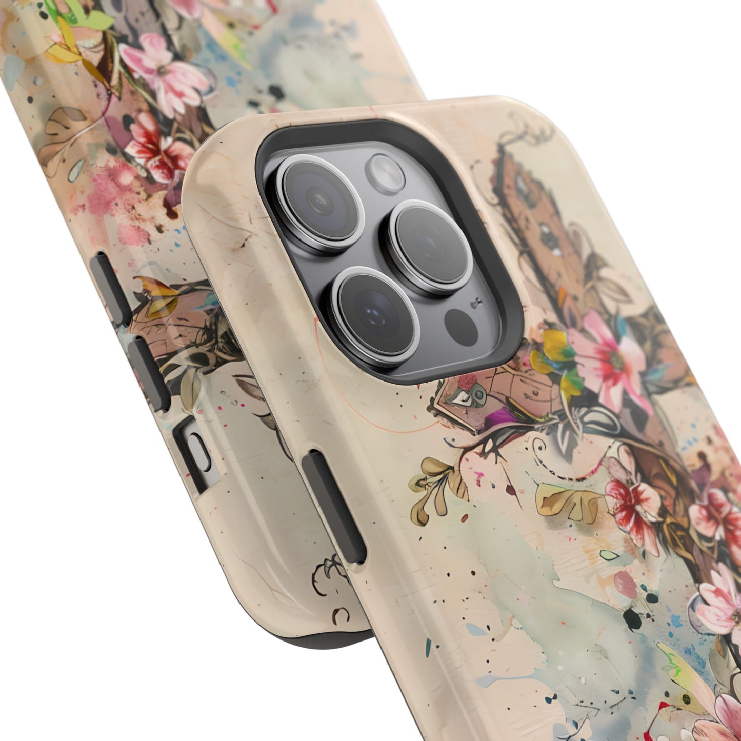 Floral Cross Watercolor - MagSafe iPhone Case, Christian Art & Wireless Charging Compatible - BOGO Cases