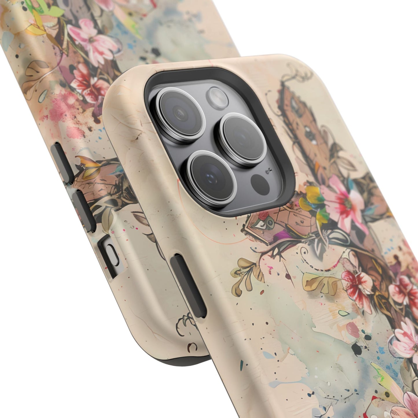 Floral Cross Watercolor - MagSafe iPhone Case, Christian Art & Wireless Charging Compatible - BOGO Cases