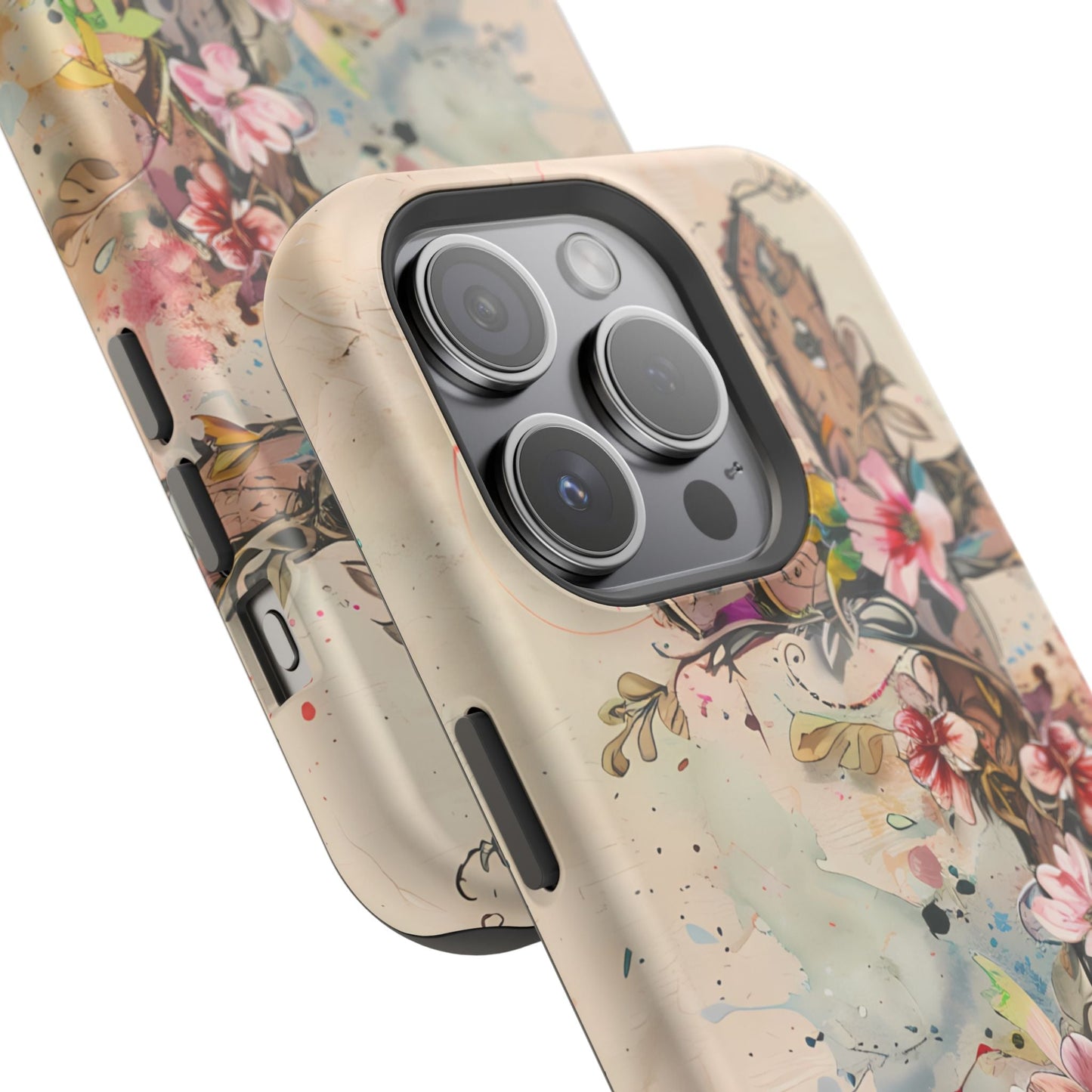 Floral Cross Watercolor - MagSafe iPhone Case, Christian Art & Wireless Charging Compatible - BOGO Cases
