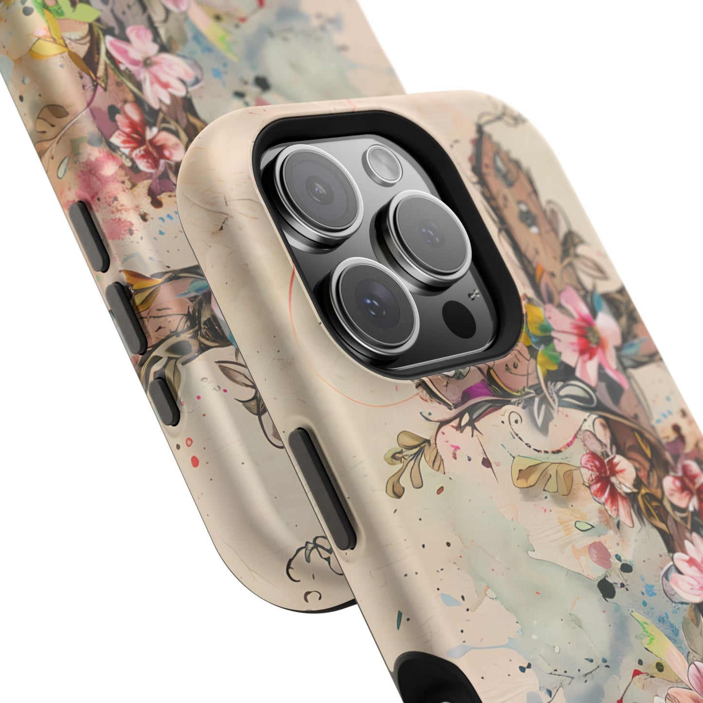 Floral Cross Watercolor - MagSafe iPhone Case, Christian Art & Wireless Charging Compatible - BOGO Cases