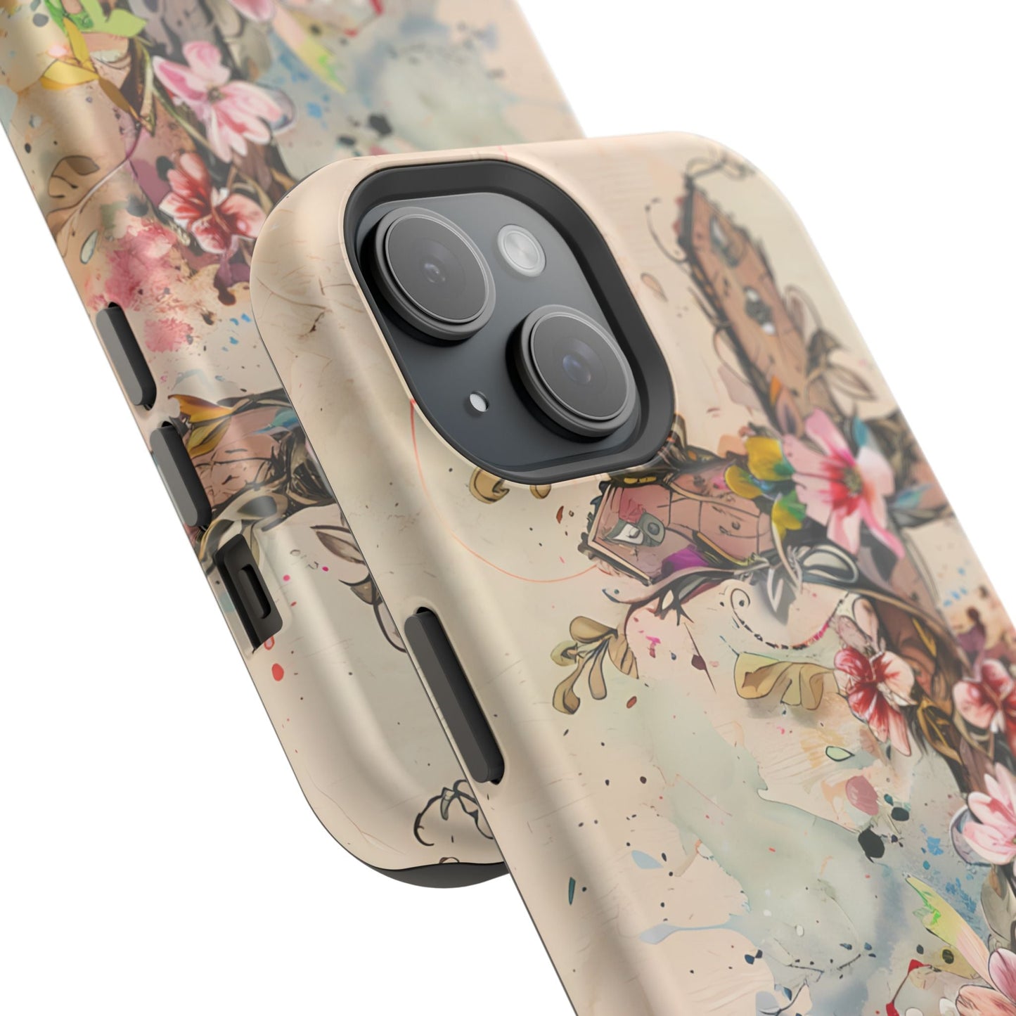 Floral Cross Watercolor - MagSafe iPhone Case, Christian Art & Wireless Charging Compatible - BOGO Cases