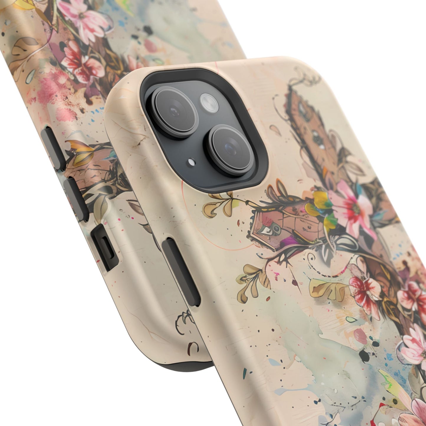 Floral Cross Watercolor - MagSafe iPhone Case, Christian Art & Wireless Charging Compatible - BOGO Cases
