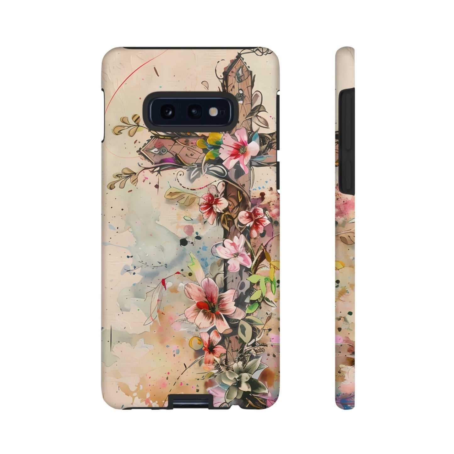 Floral Cross Watercolor - Samsung Galaxy Case, Christian Faith & Art Design - BOGO Cases