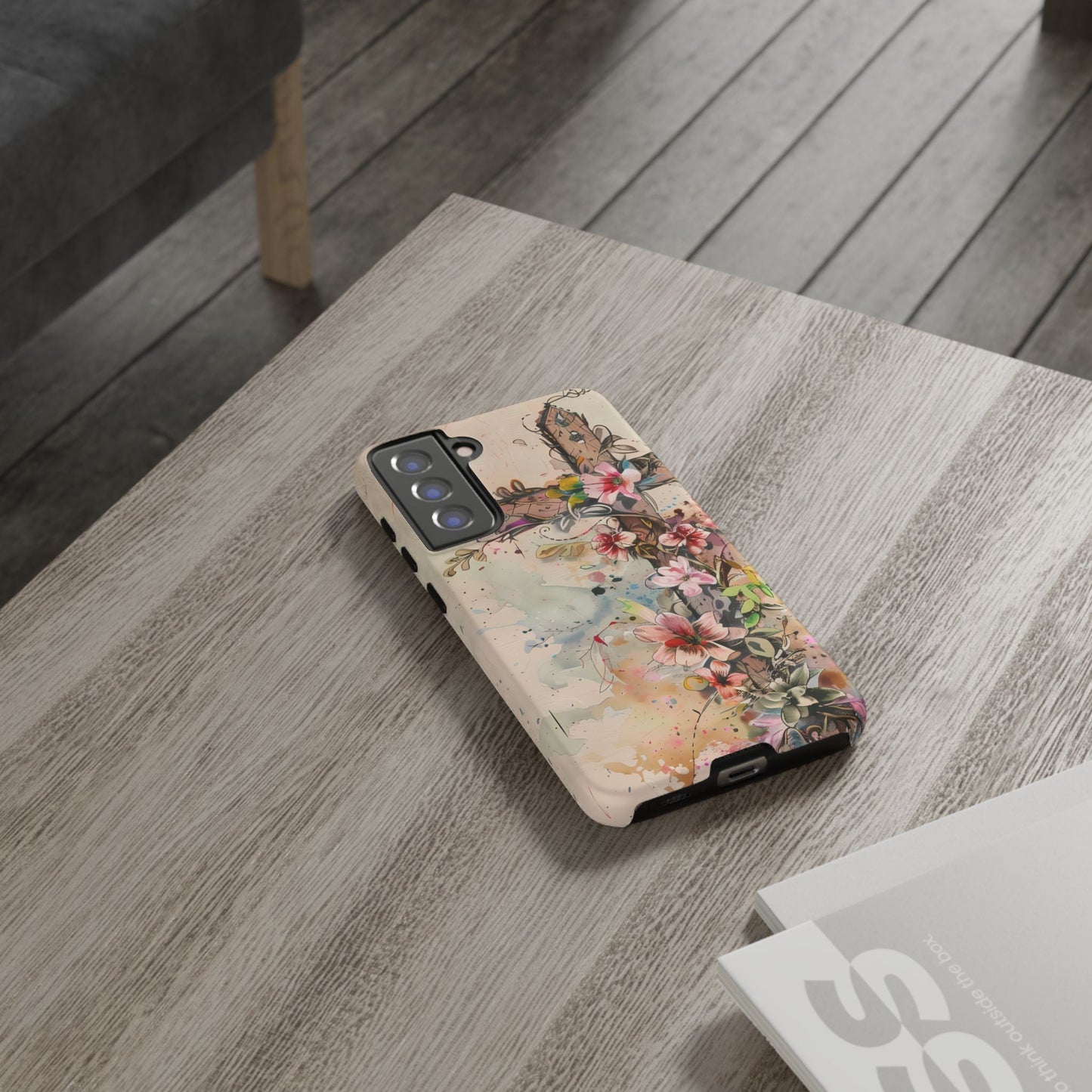 Floral Cross Watercolor - Samsung Galaxy Case, Christian Faith & Art Design - BOGO Cases