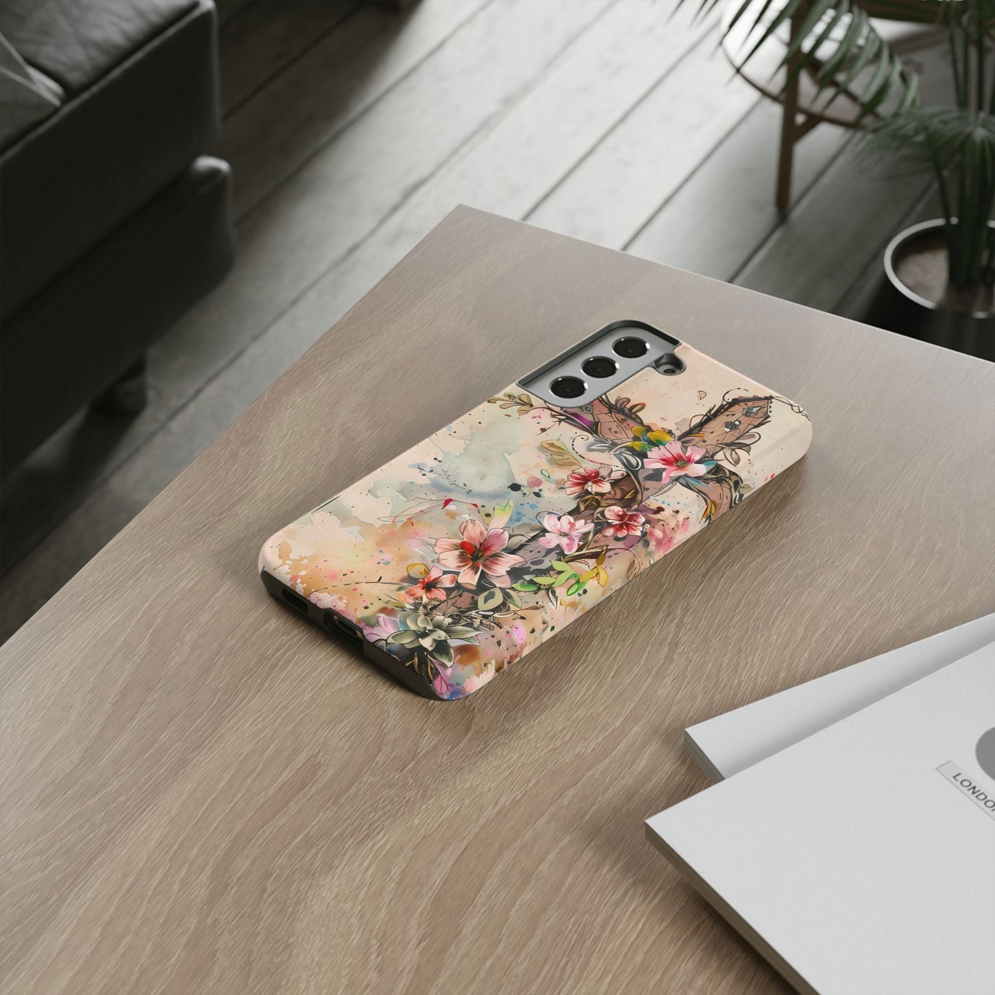 Floral Cross Watercolor - Samsung Galaxy Case, Christian Faith & Art Design - BOGO Cases