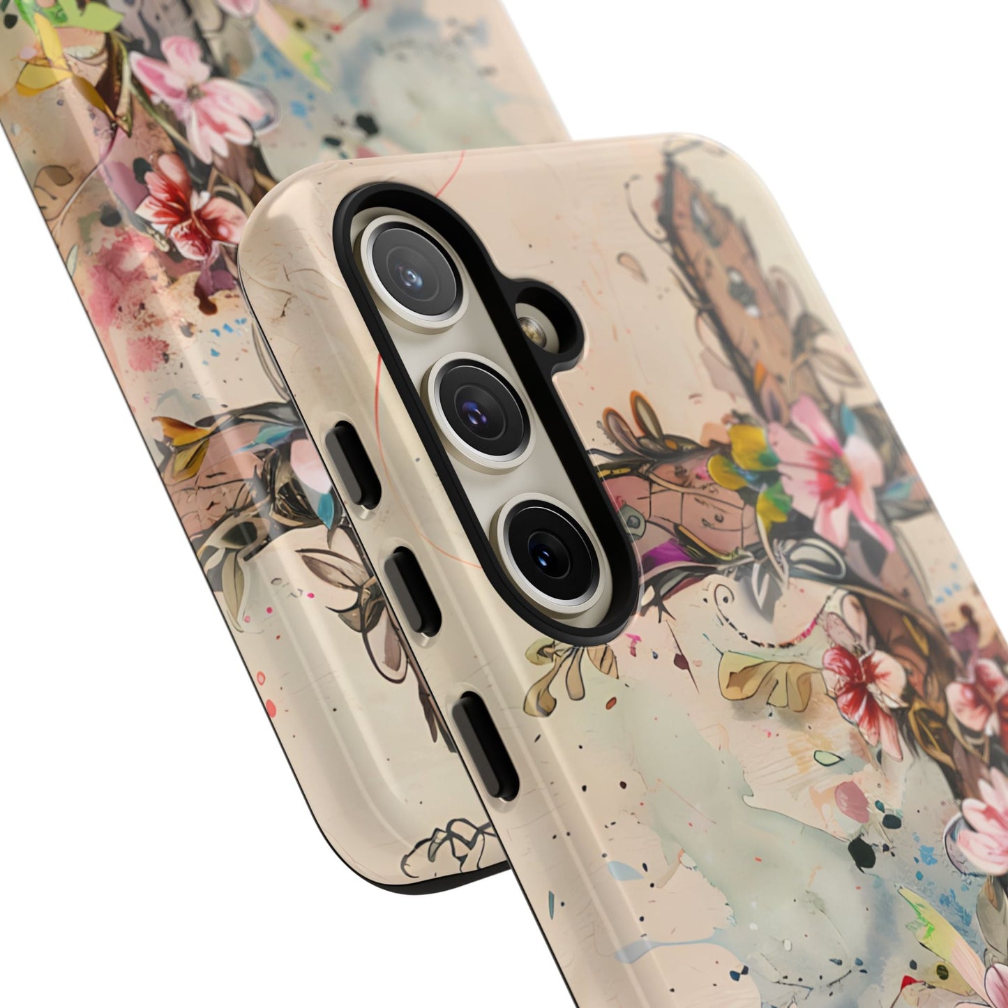 Floral Cross Watercolor - Samsung Galaxy Case, Christian Faith & Art Design - BOGO Cases