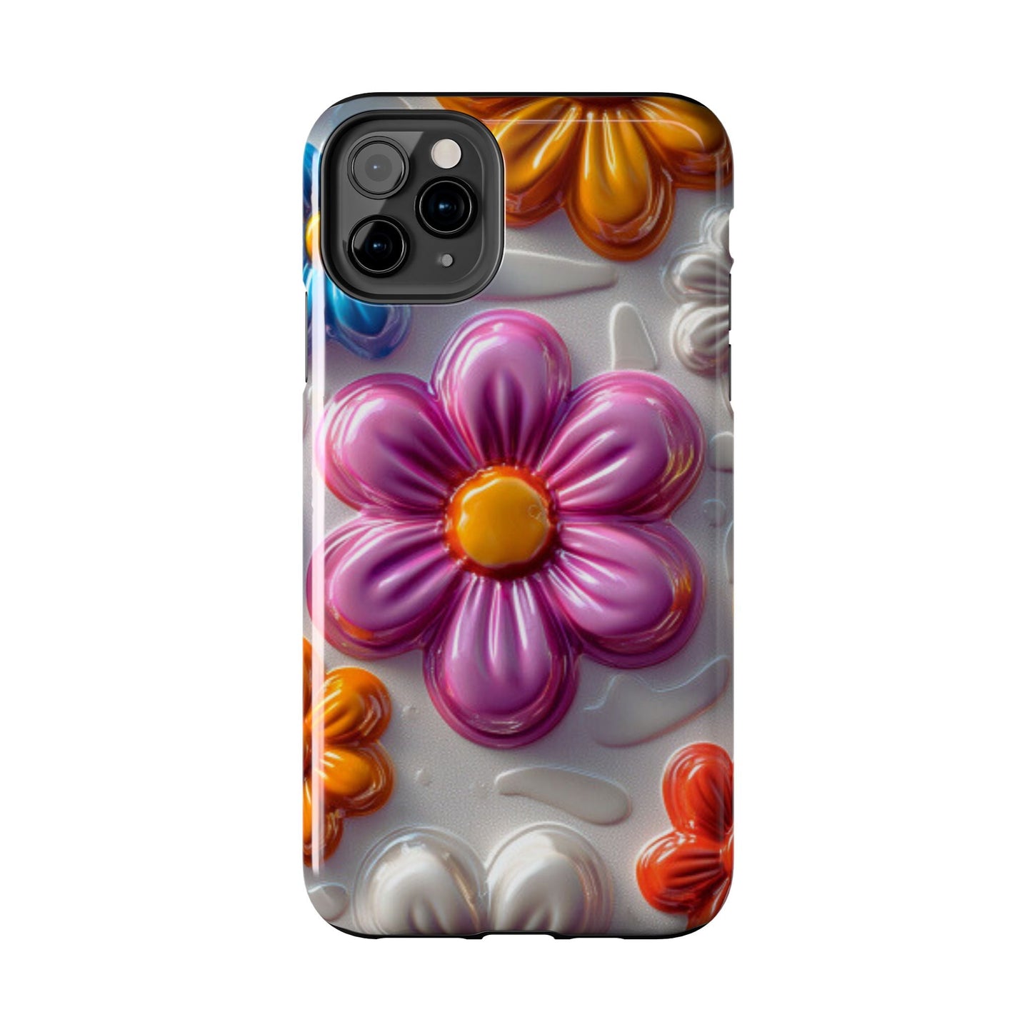 Glossy 3D Floral iPhone Case – Colorful Flower Pattern, Durable Protection - BOGO Cases