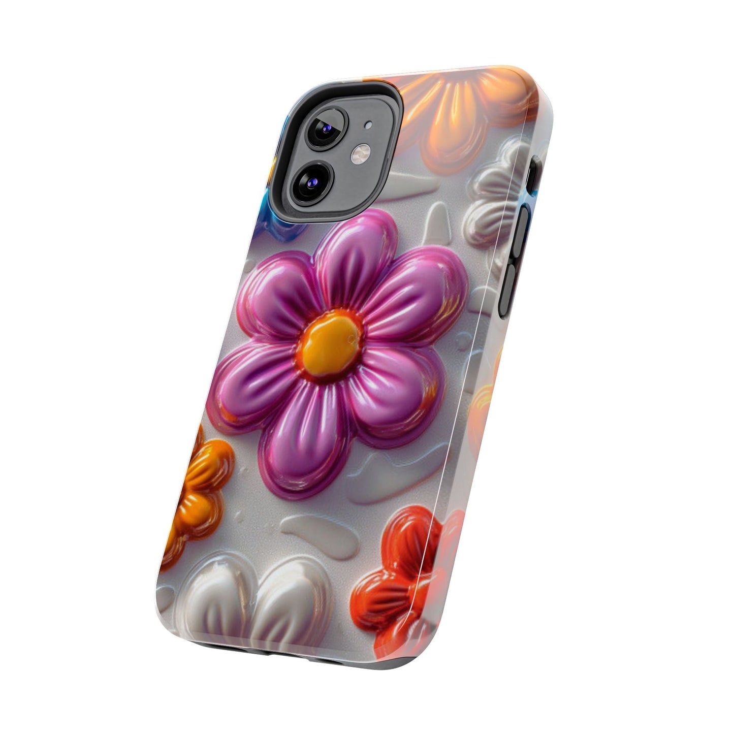 Glossy 3D Floral iPhone Case – Colorful Flower Pattern, Durable Protection - BOGO Cases